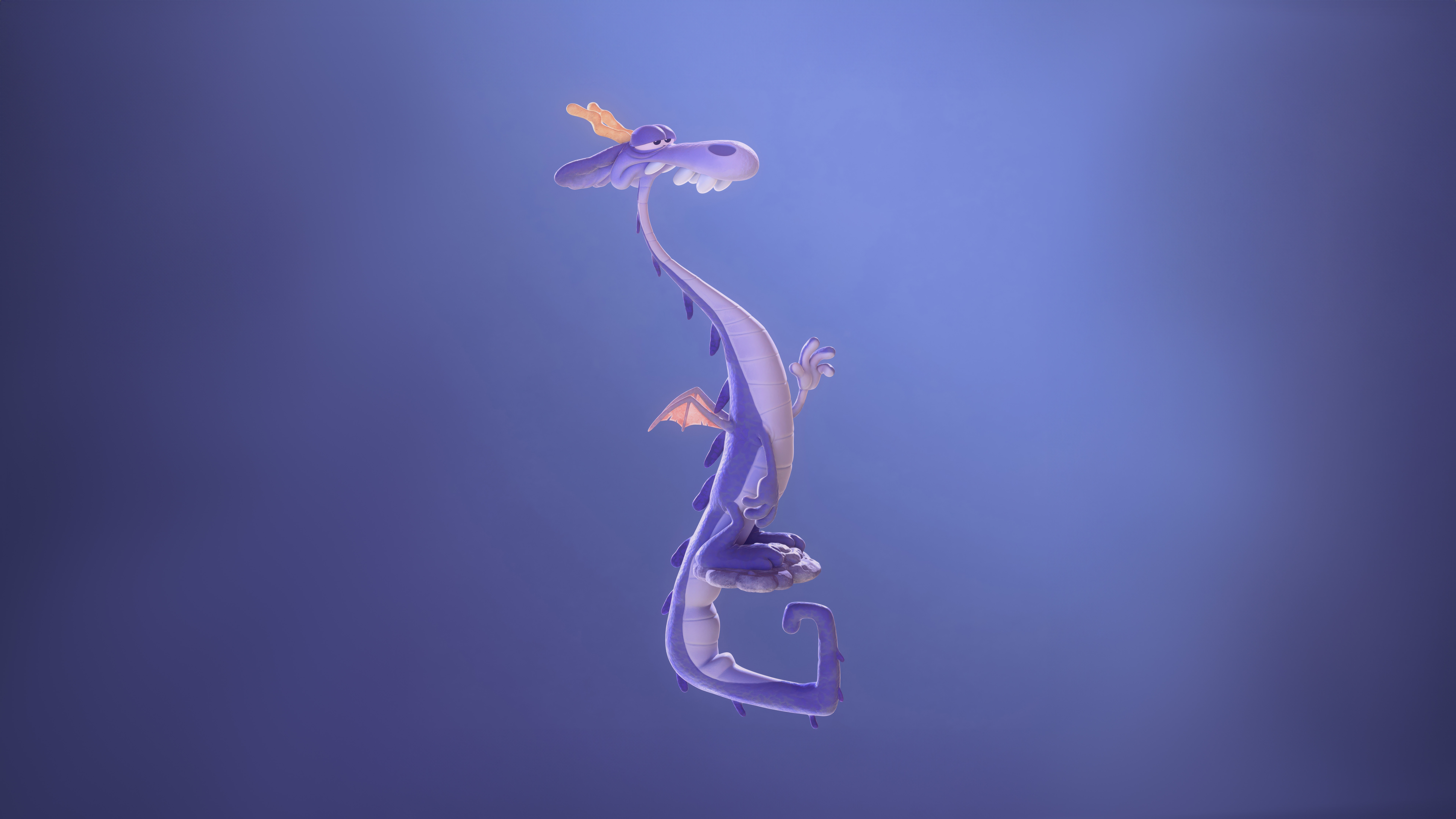 A purple dragon with orange accents HD Wallpaper