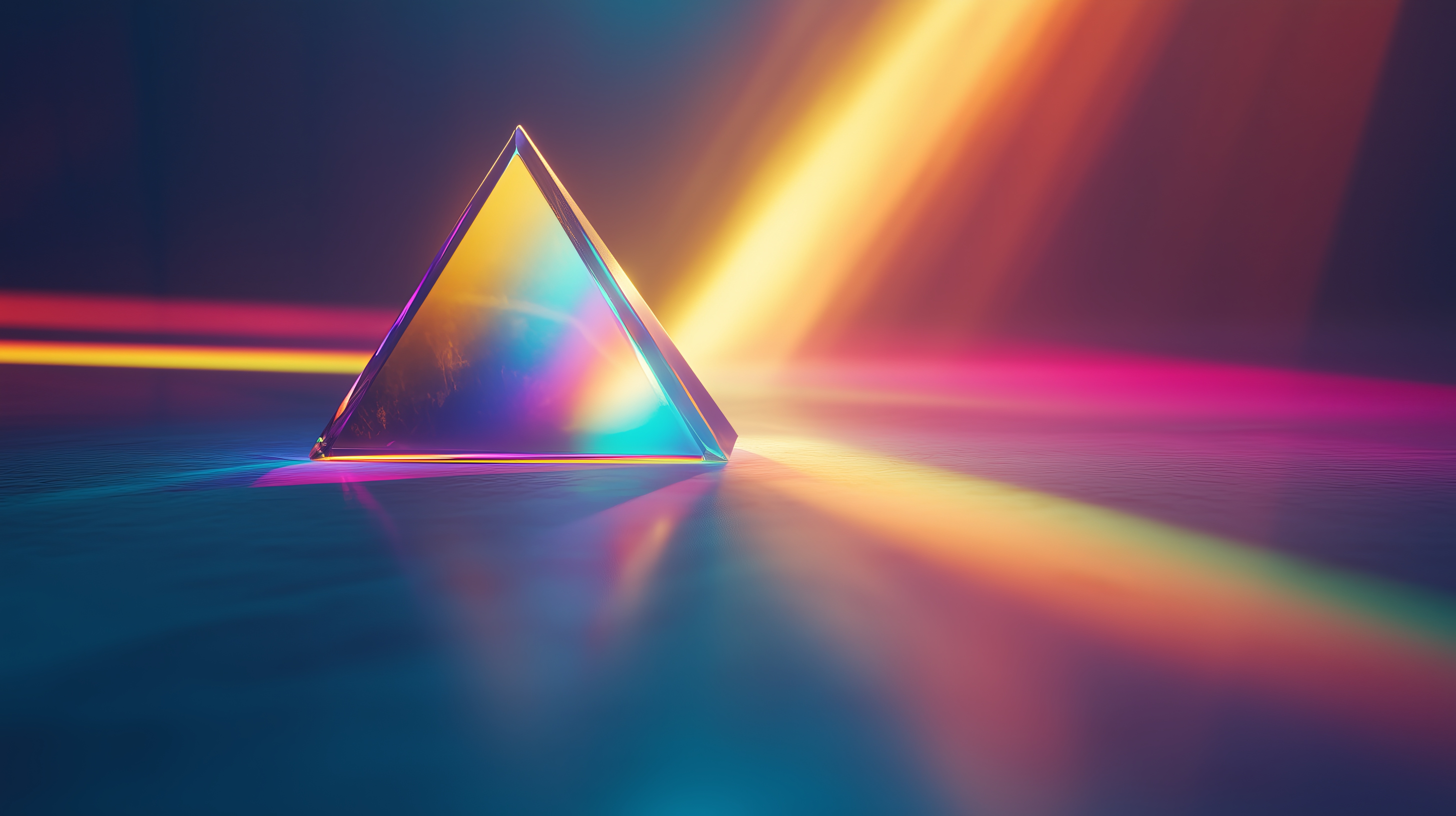 Glass prism refracting light into a spectrum of colors HD Wallpaper