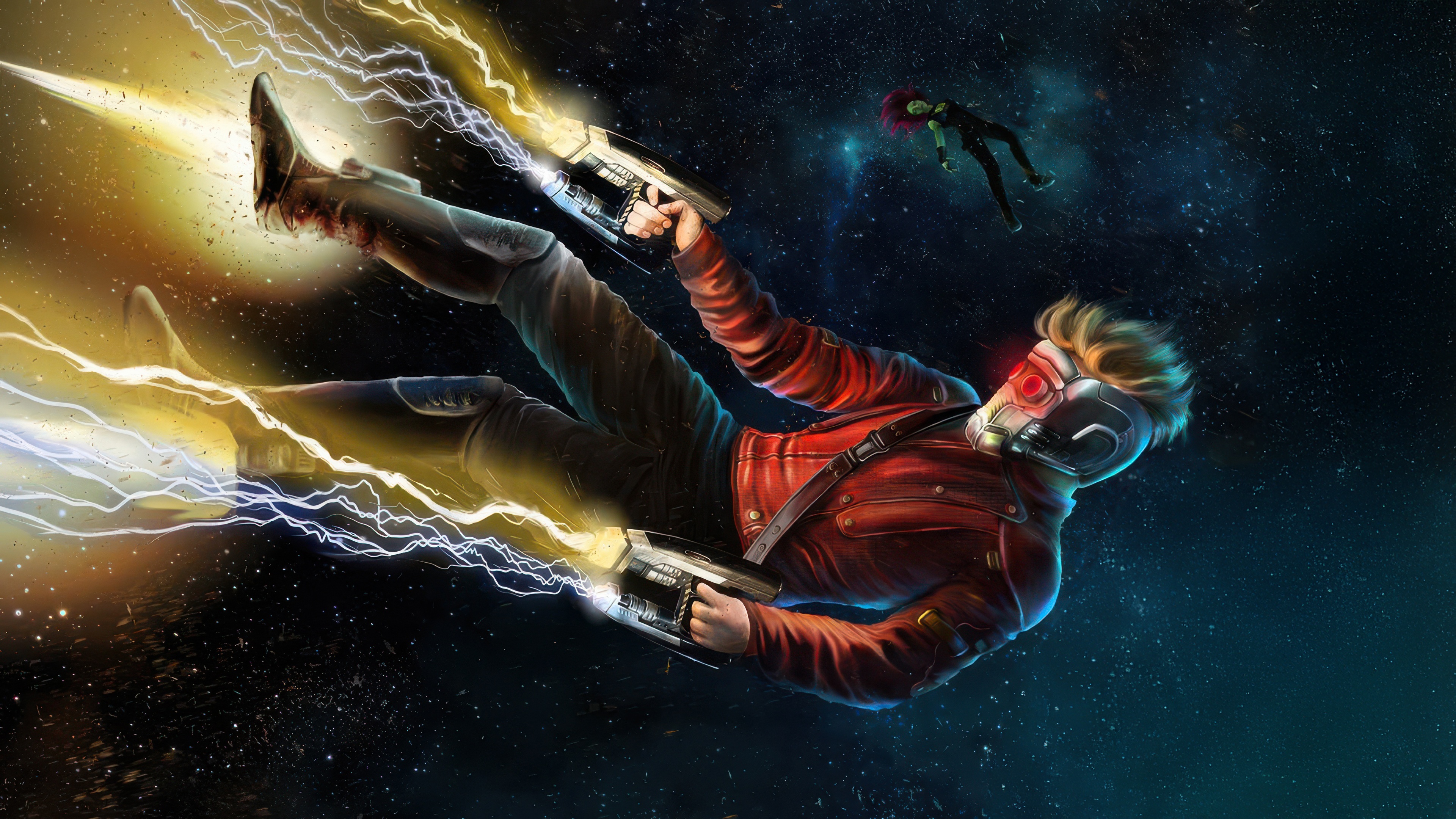 Star-Lord and Gamora in Space HD Wallpaper
