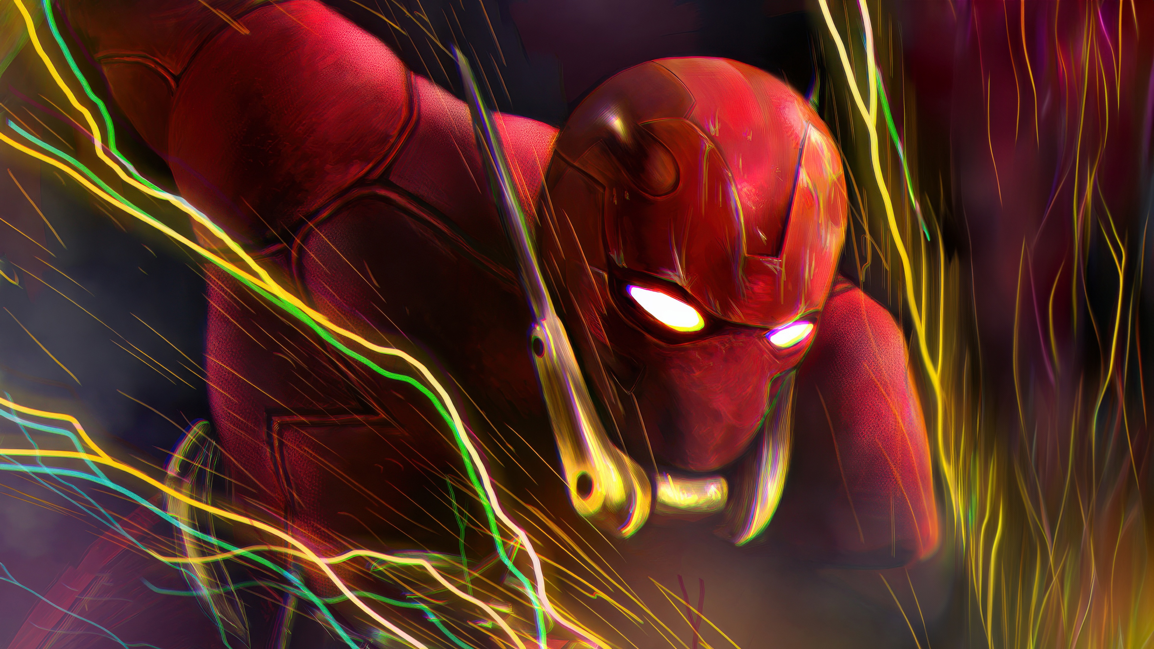 Reverse Flash in a red suit with yellow and green energy HD Wallpaper