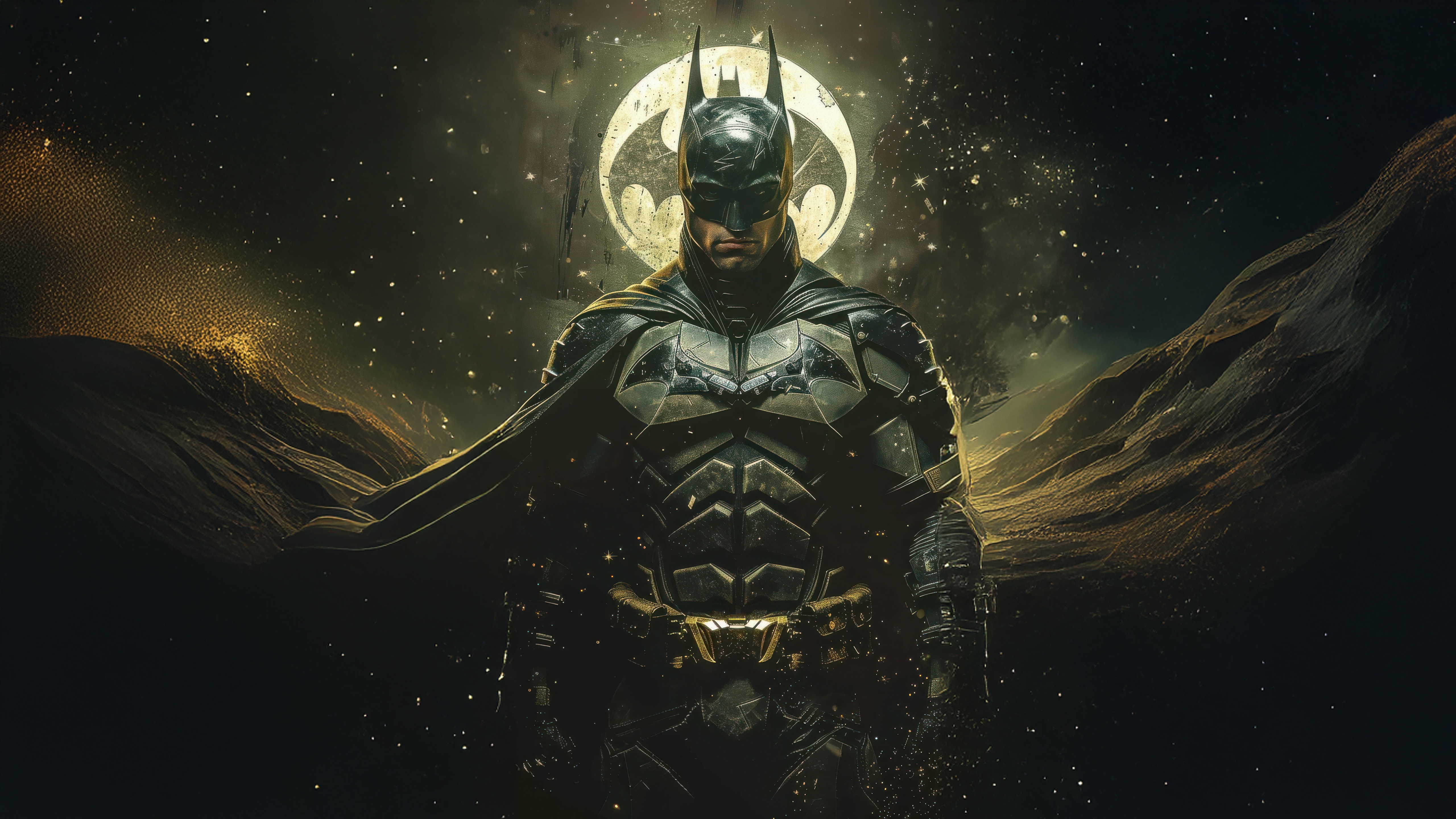 Batman in front of a Bat-Signal HD Wallpaper