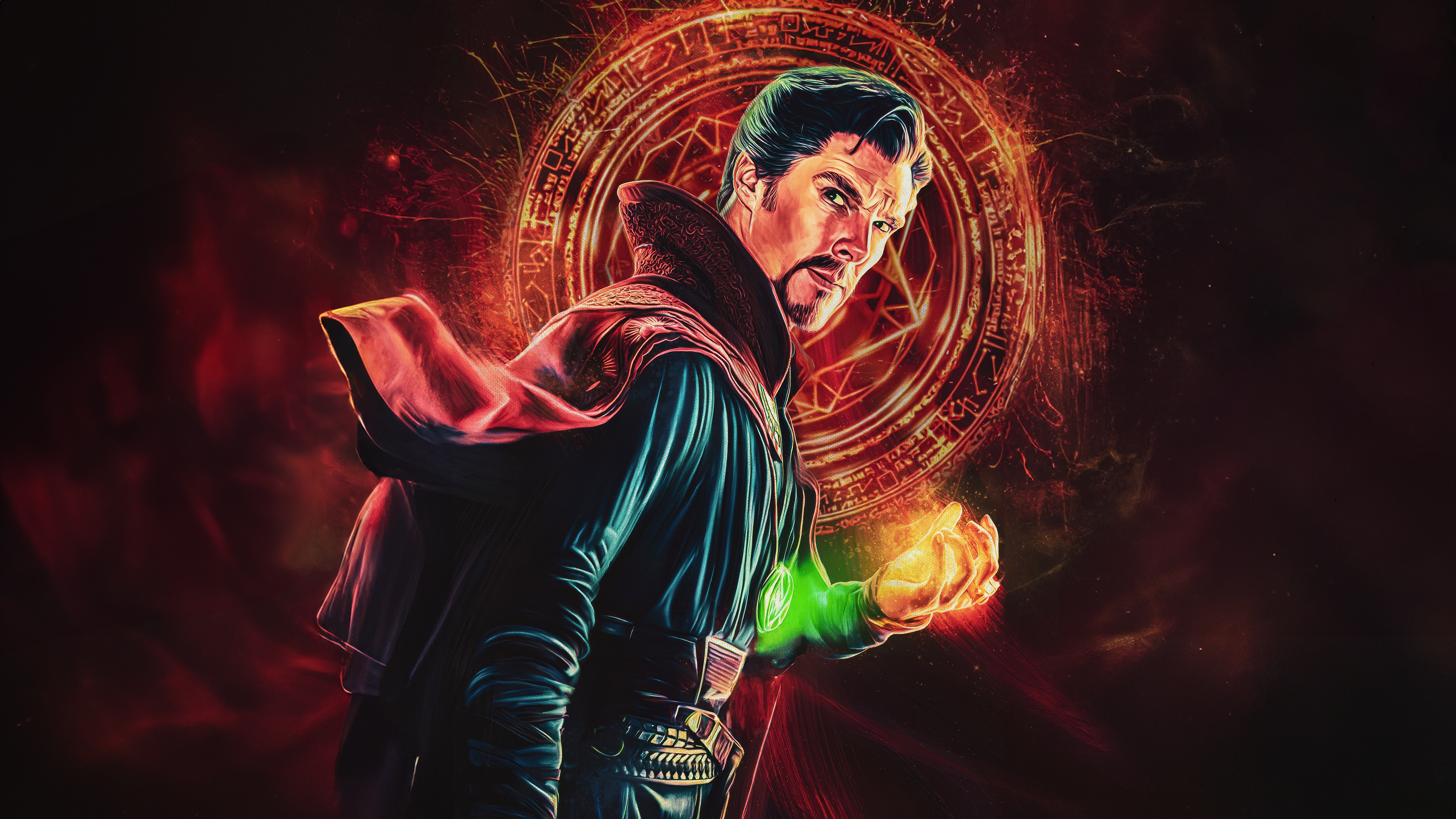 Doctor Strange casting a spell with magic circle HD Wallpaper