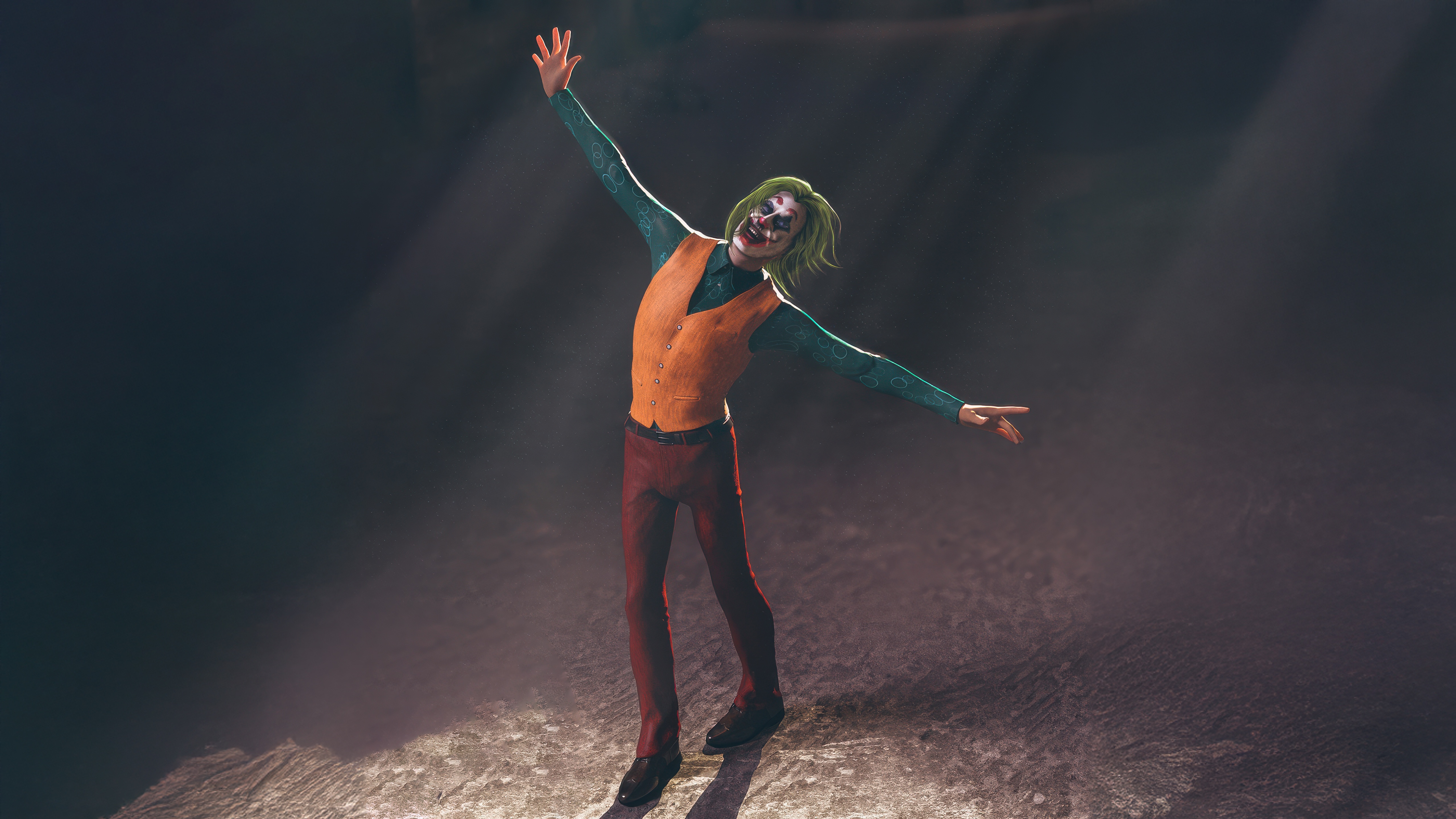 The Joker standing with arms outstretched HD Wallpaper