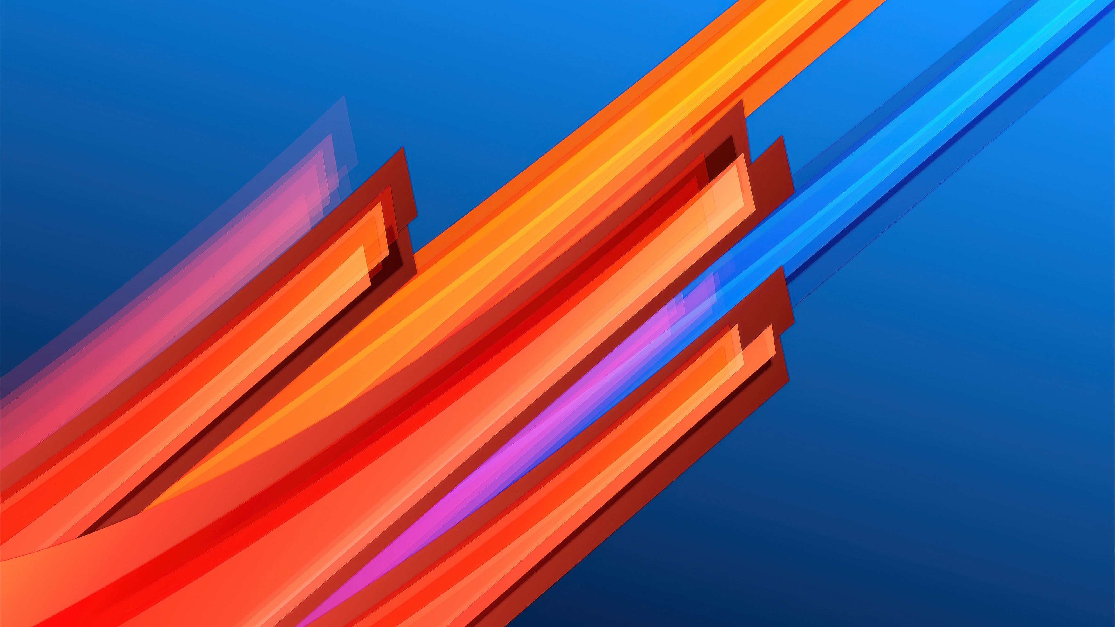 Firelight Abstract Geometric Shapes on Blue Background HD Wallpaper