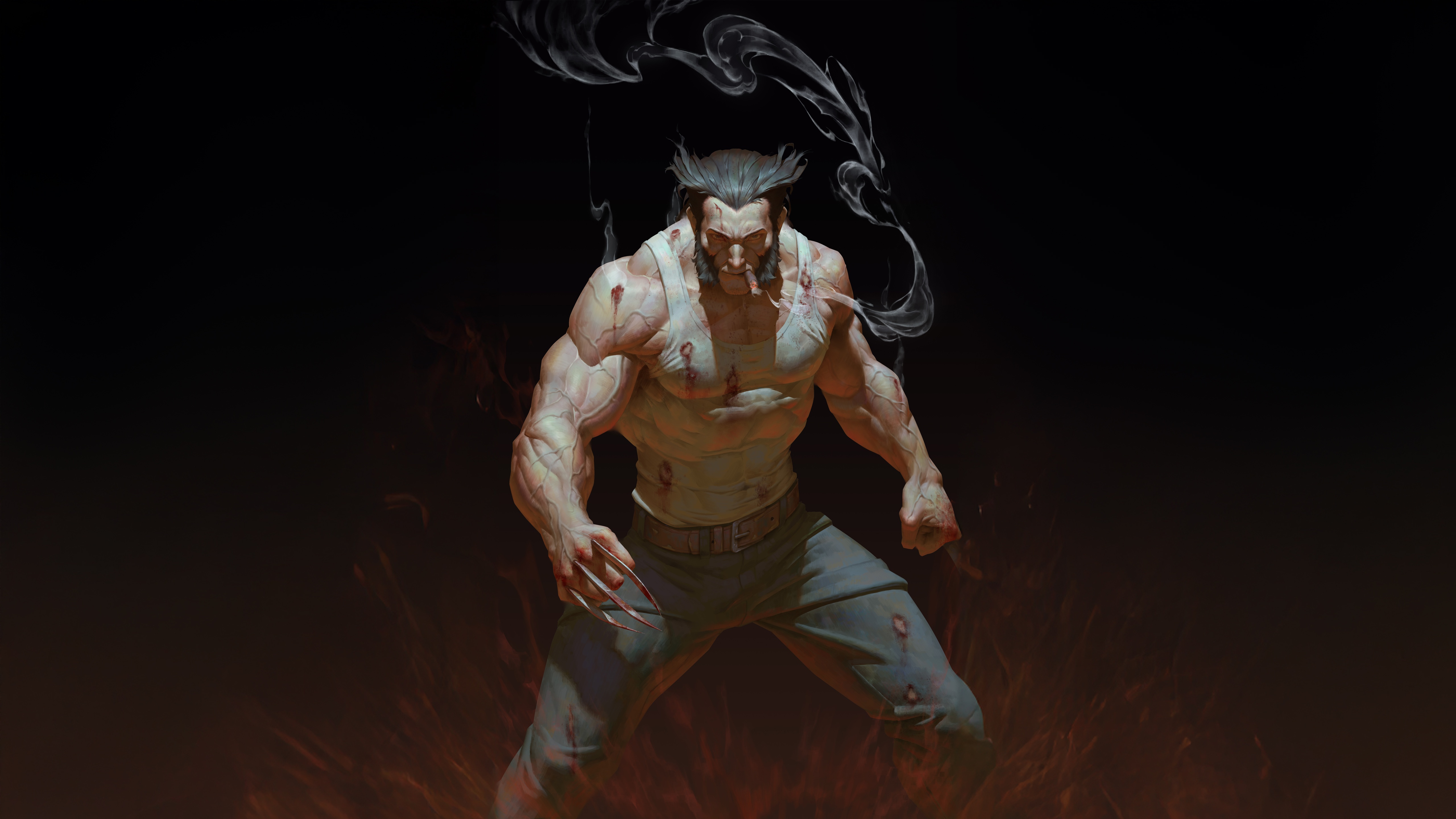 Wolverine with adamantium claws and cigar HD Wallpaper