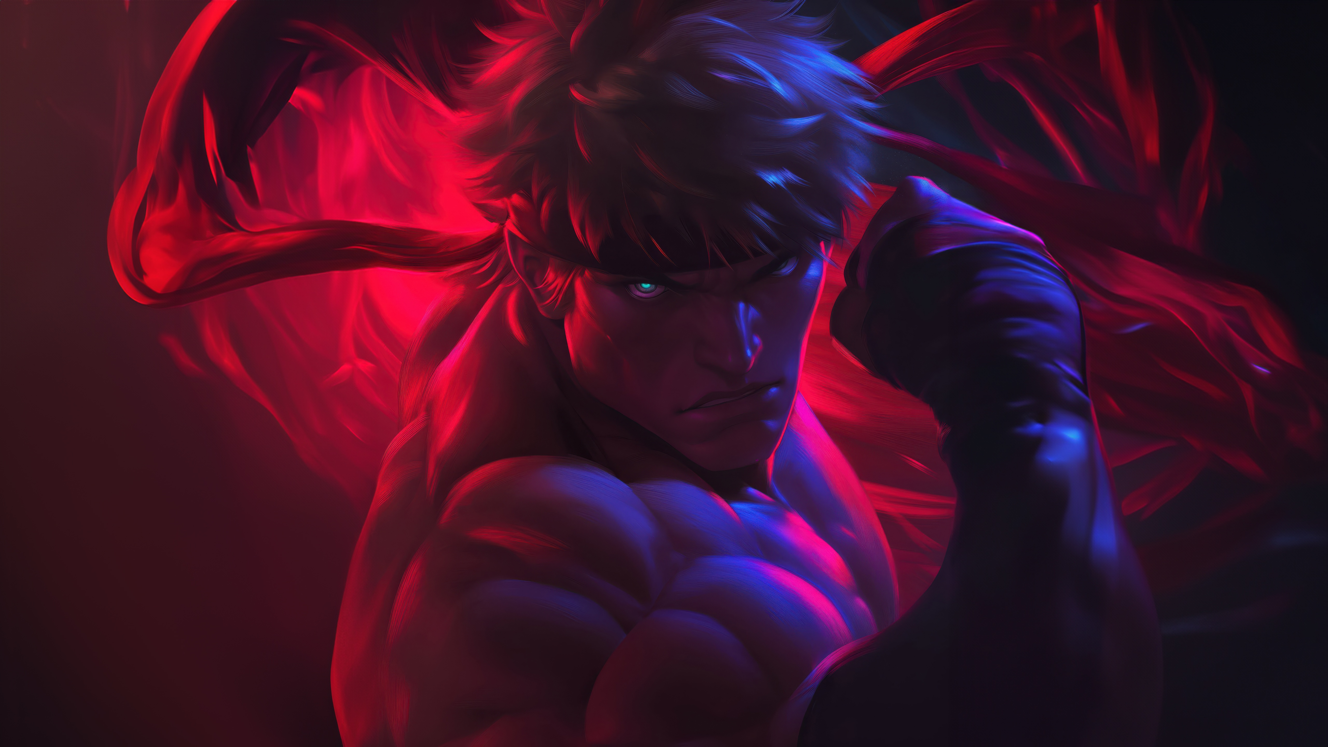 Ryu from Street Fighter 6 with red energy HD Wallpaper