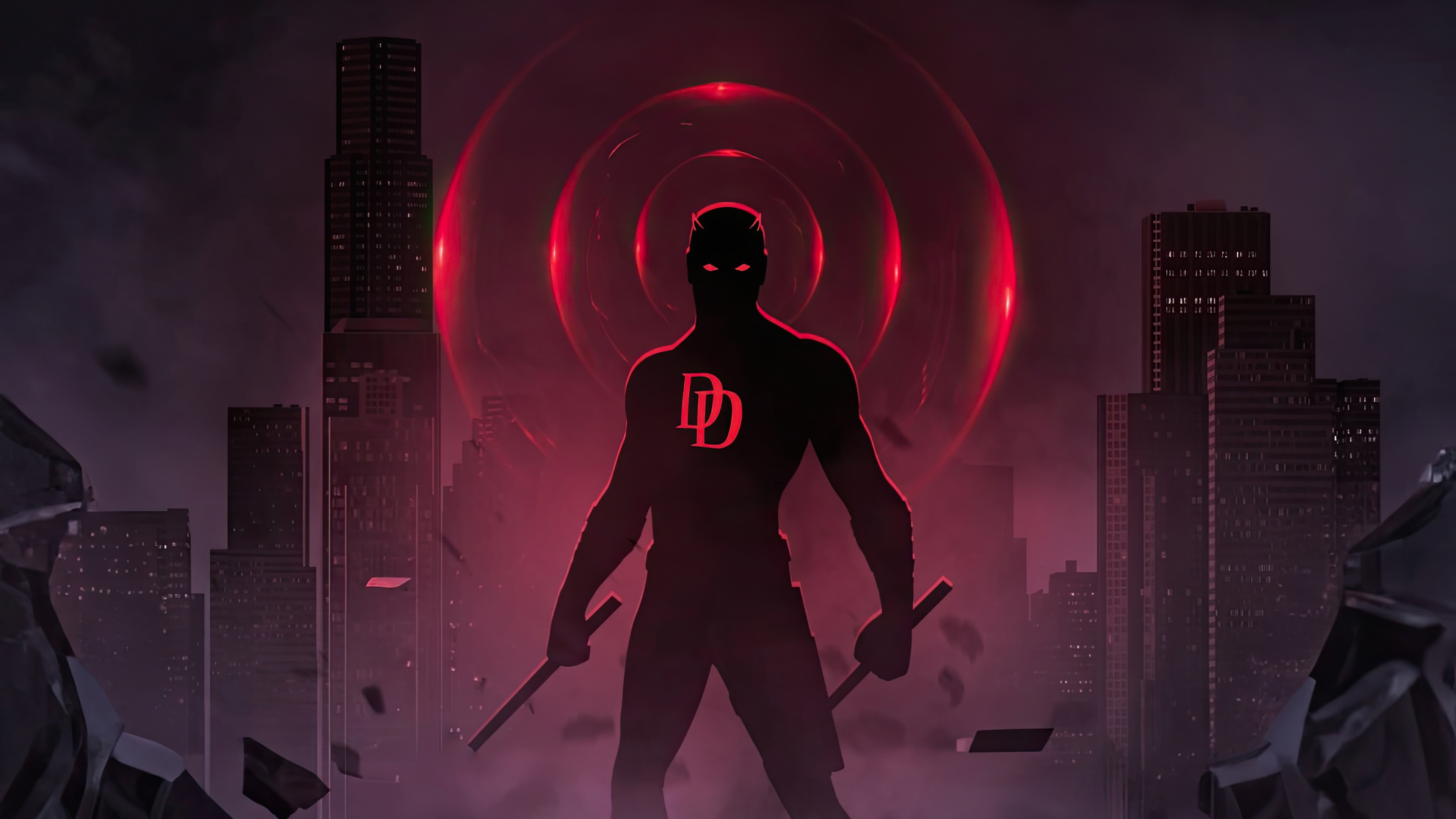 Daredevil Silhouette in a Cityscape HD Wallpaper