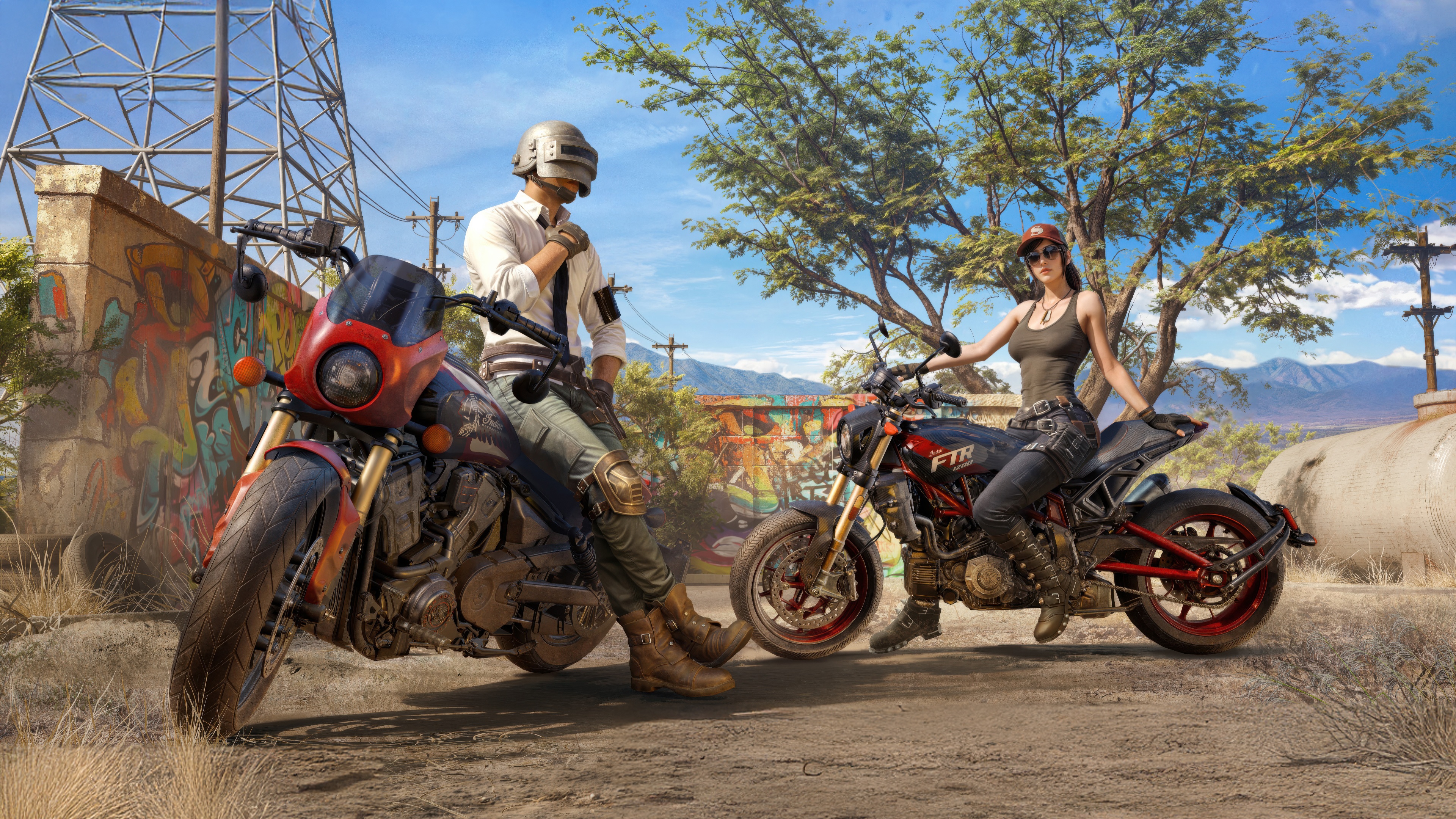PUBG Mobile x Indian Motorcycle characters on bikes HD Wallpaper