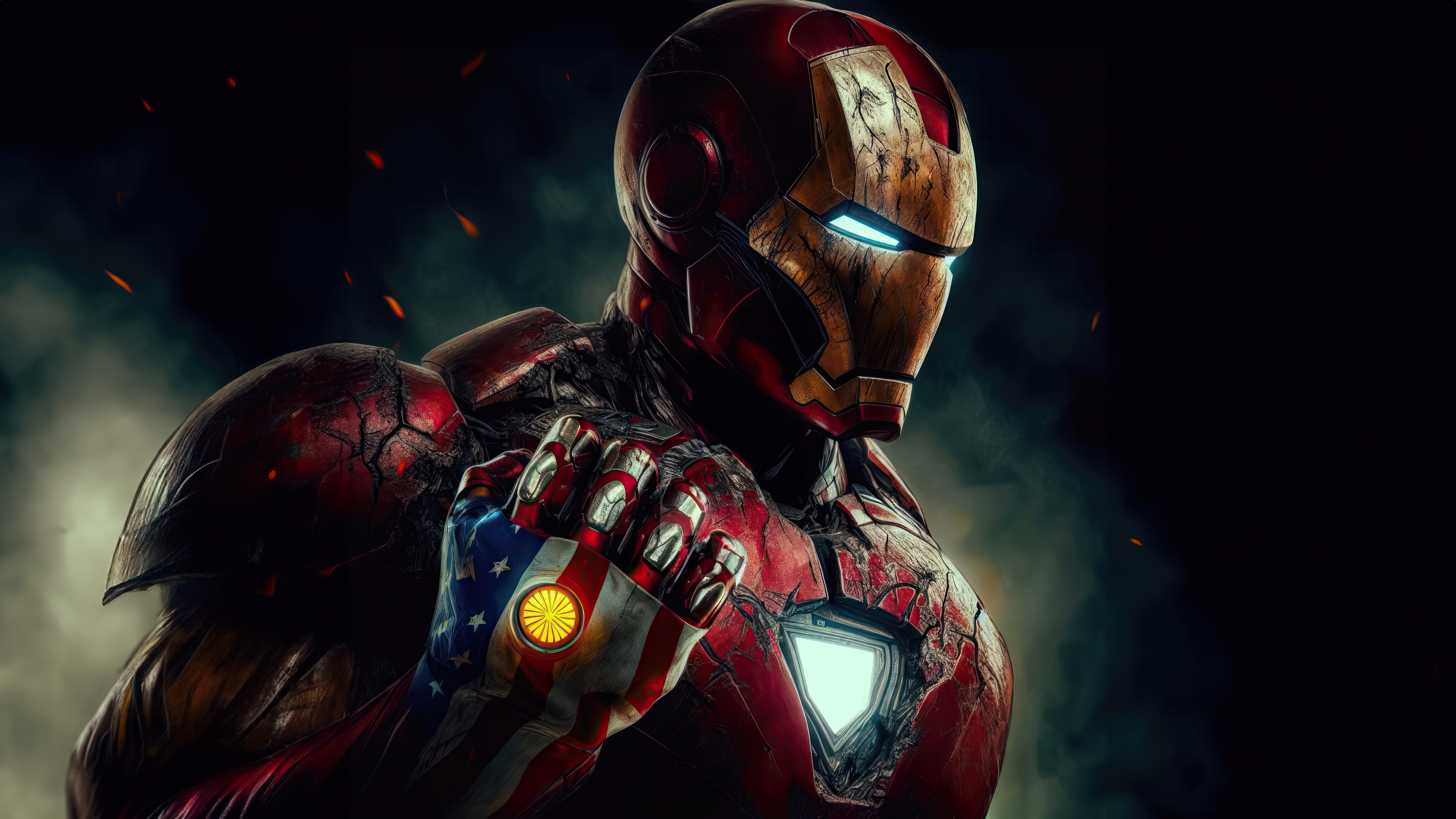 Iron Man with American Flag Gauntlet HD Wallpaper