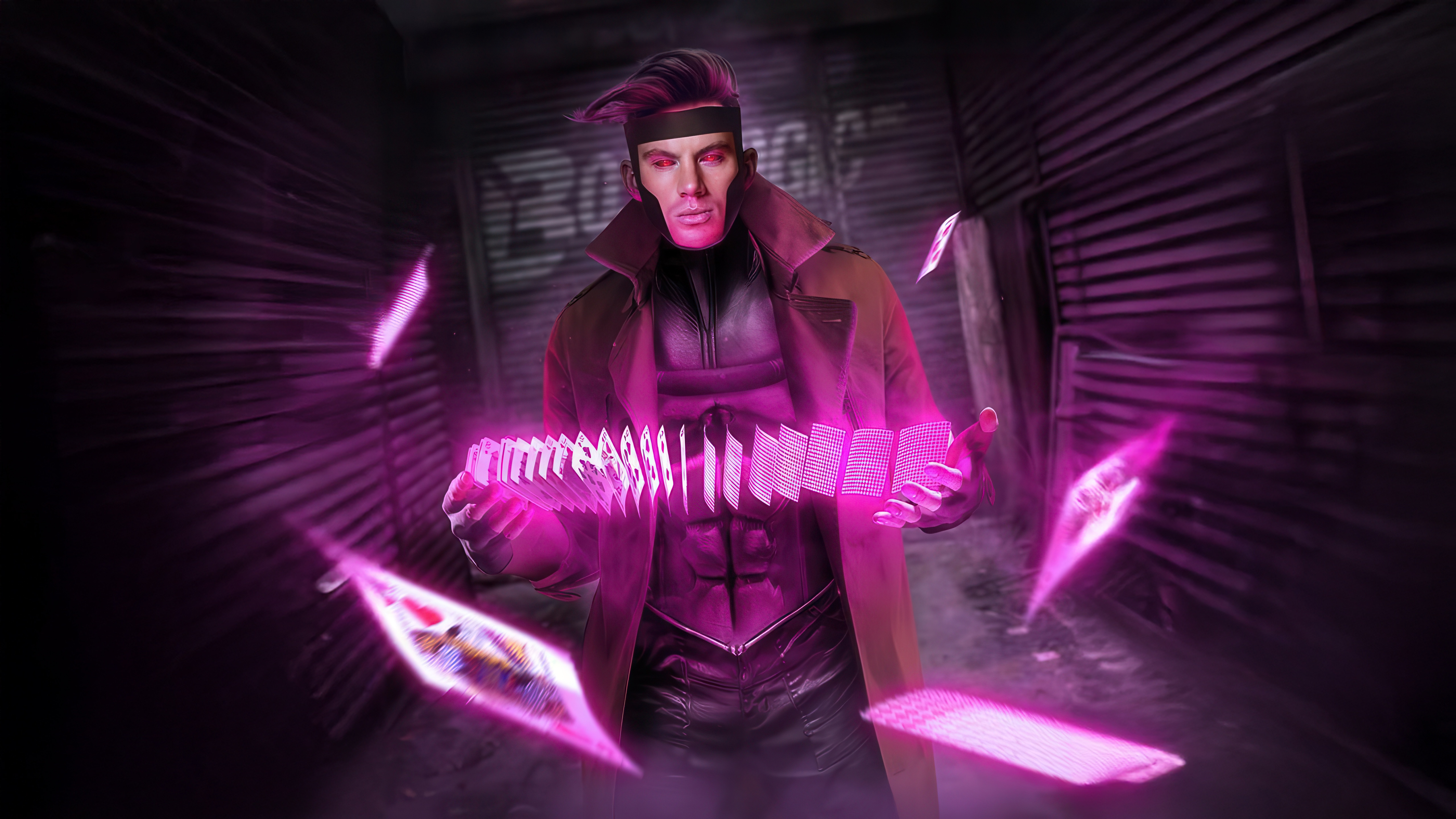 Gambit from Marvel Comics with glowing cards HD Wallpaper