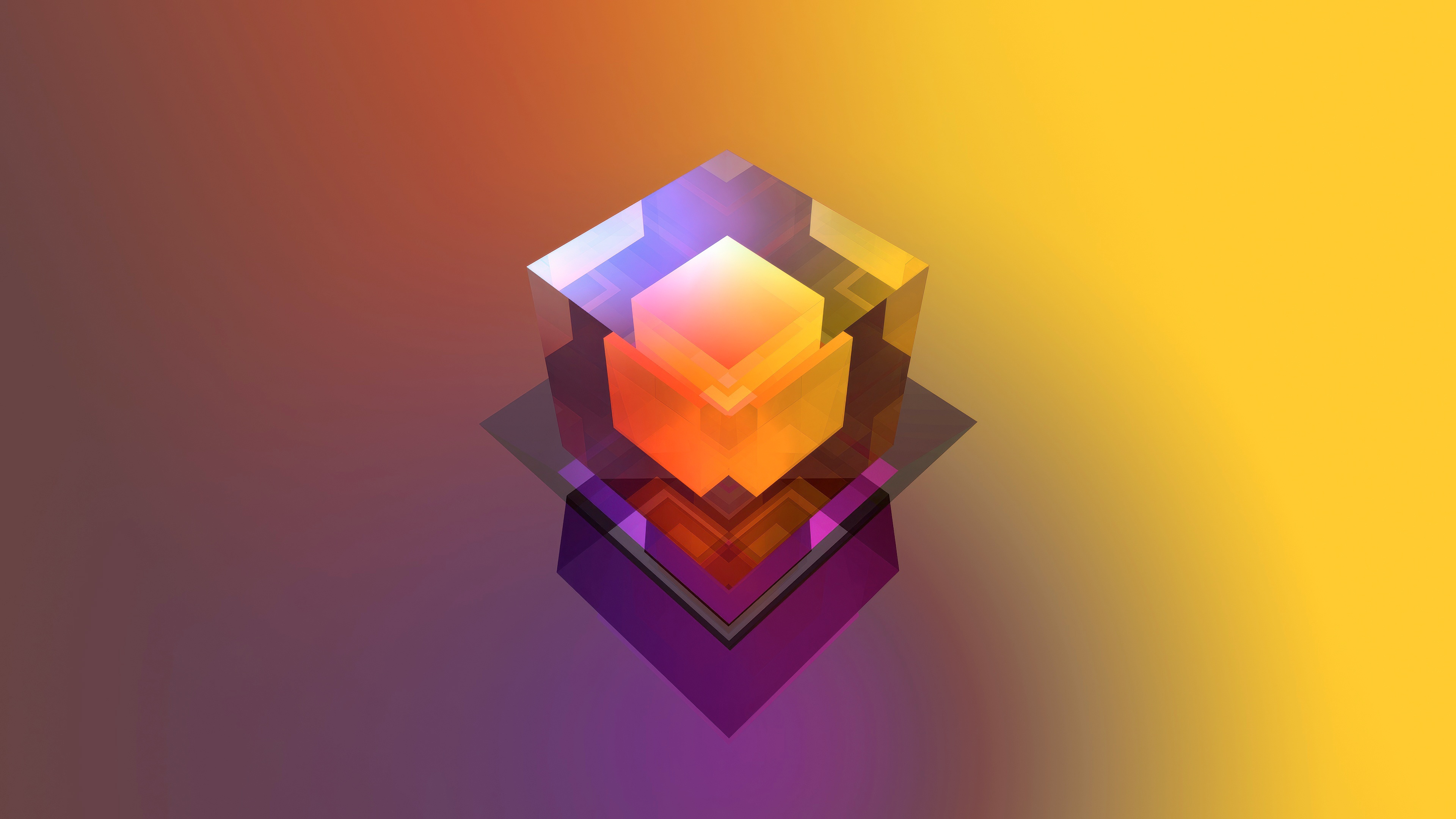 Geometric 3D Abstract Cubes with Gradient Background HD Wallpaper