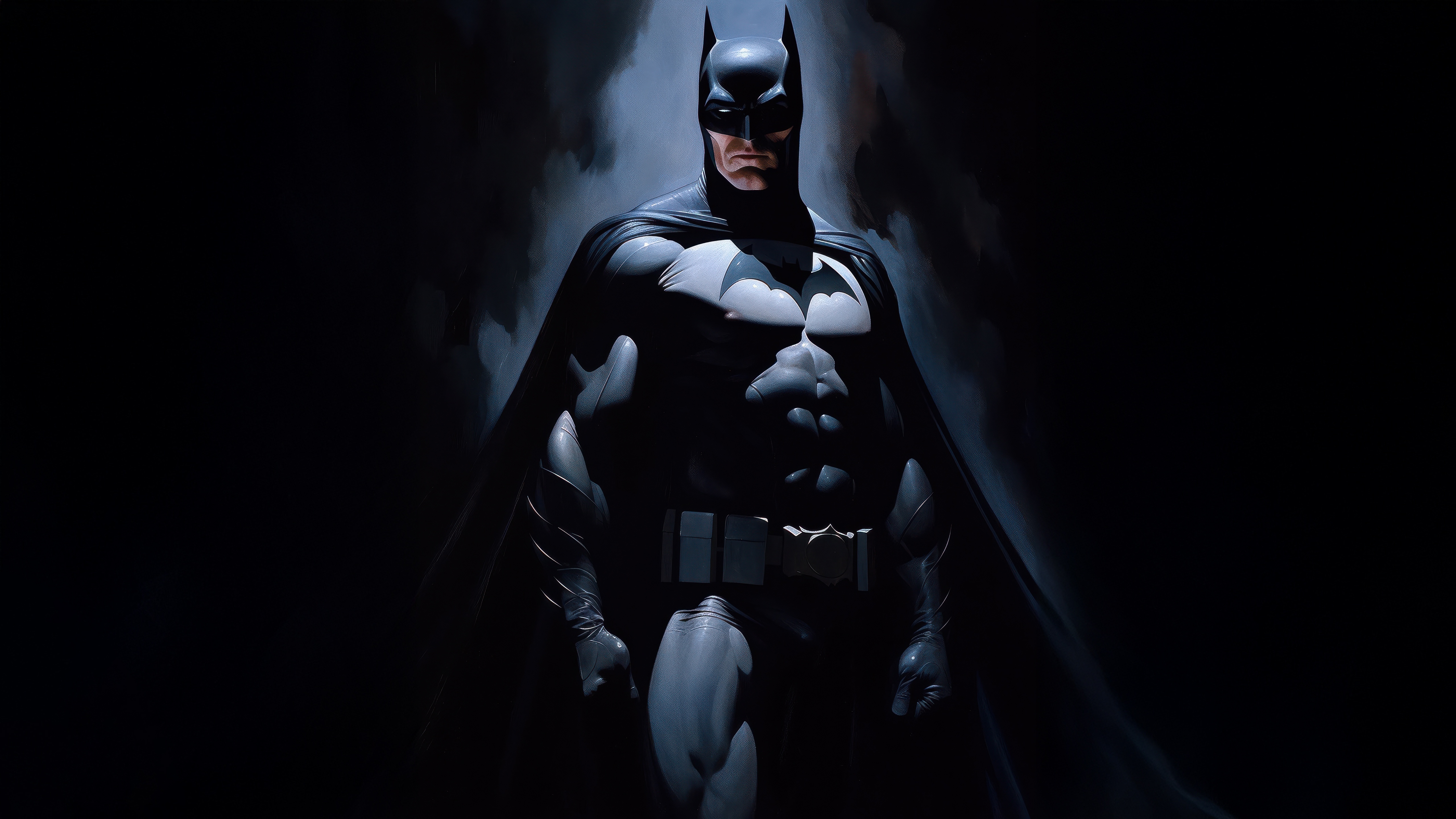 Batman standing in dark, smoky environment HD Wallpaper