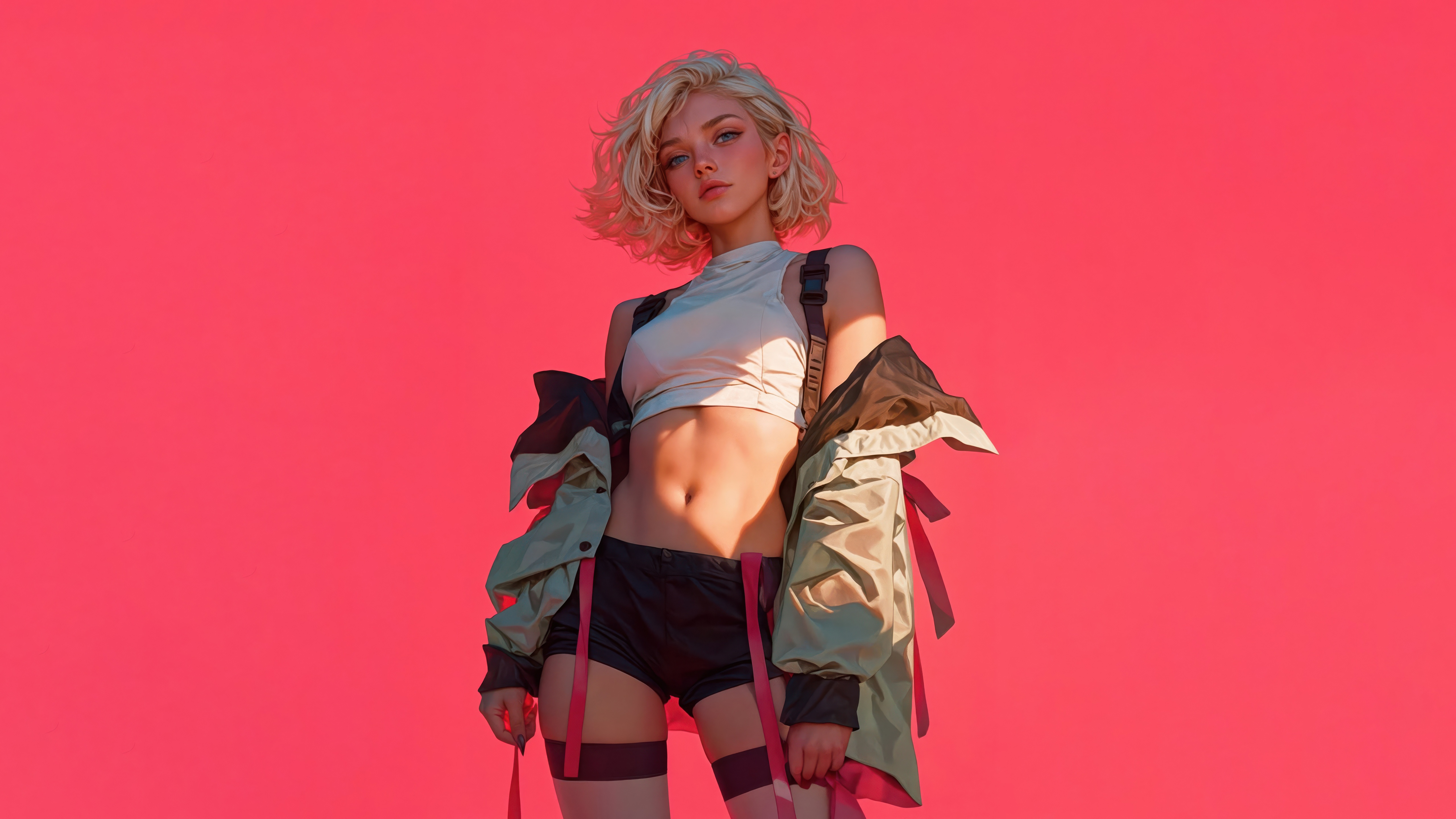 Blonde Rebel in Stylish Outfit HD Wallpaper