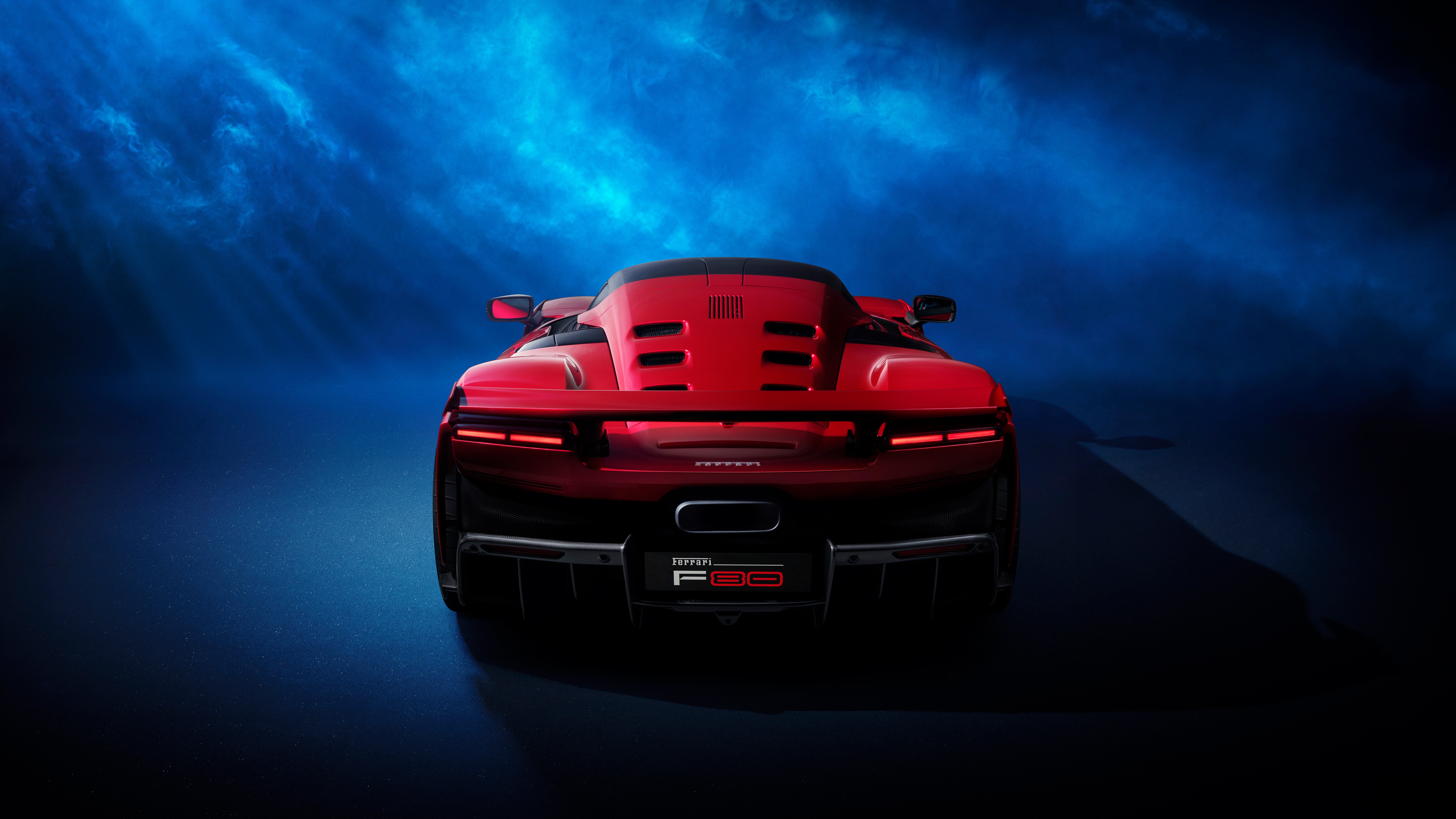 Red Ferrari F80 rear view HD Wallpaper