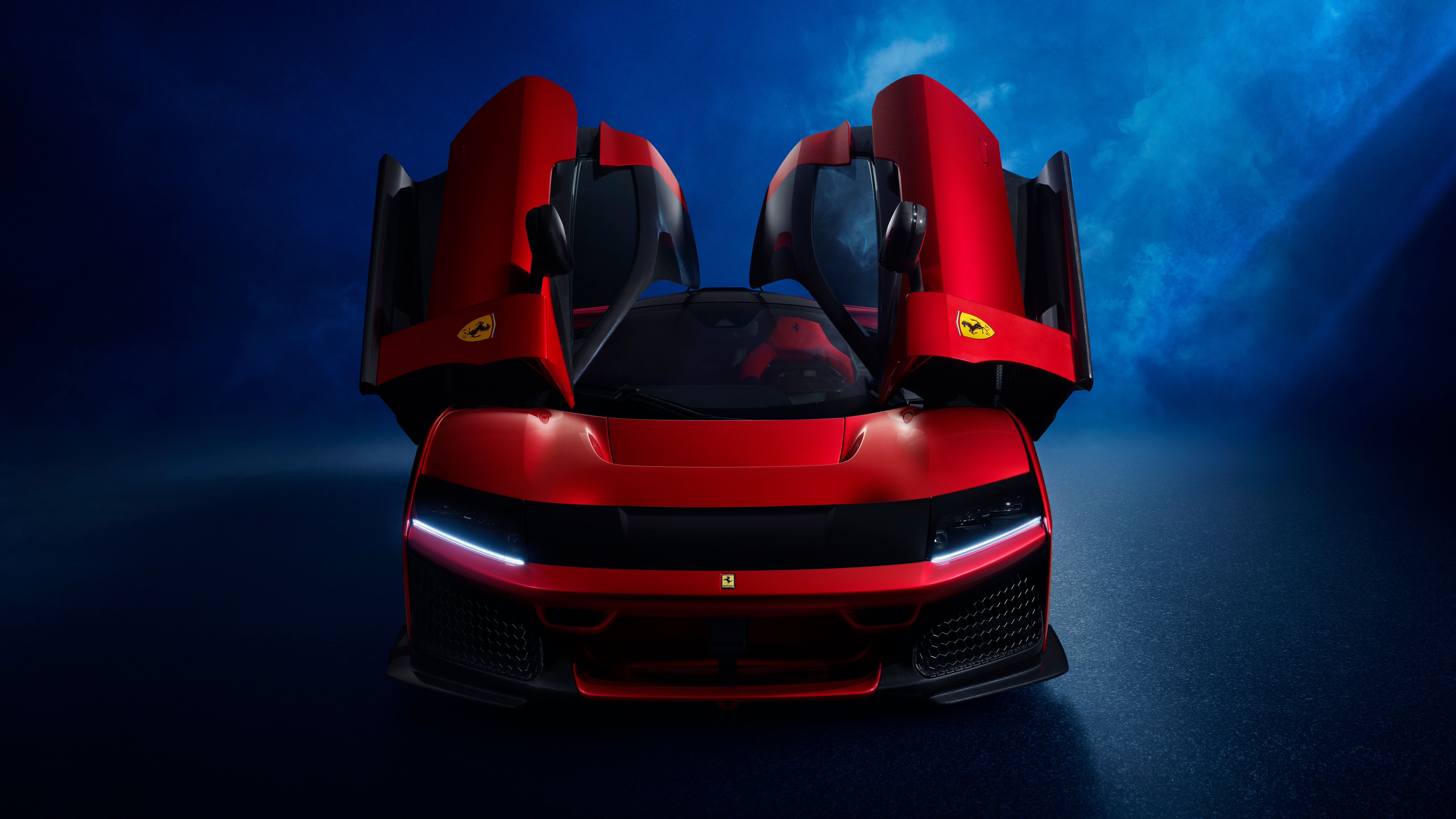 Red Ferrari F80 with doors open HD Wallpaper