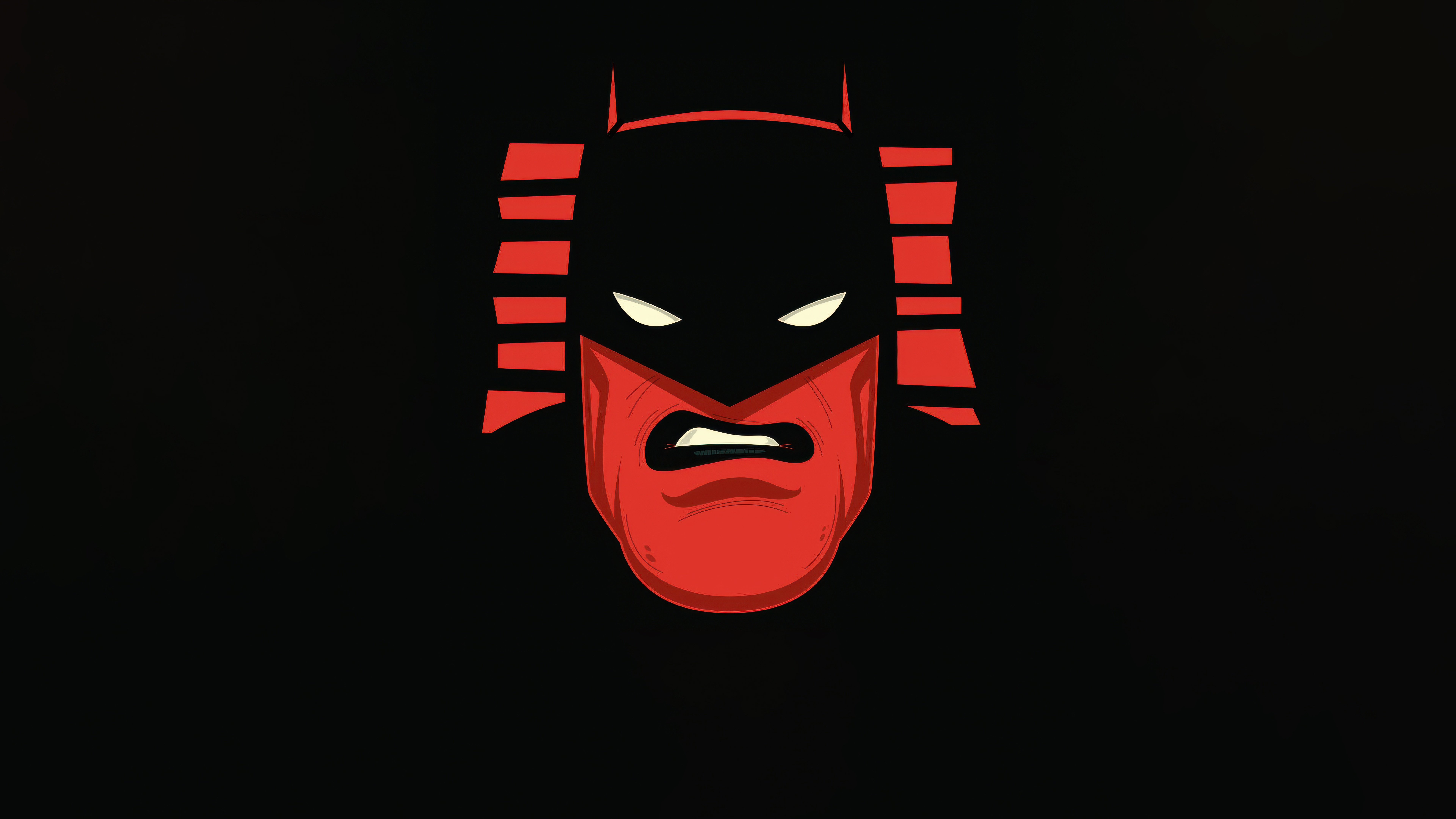 Batman's stylized red and black face HD Wallpaper