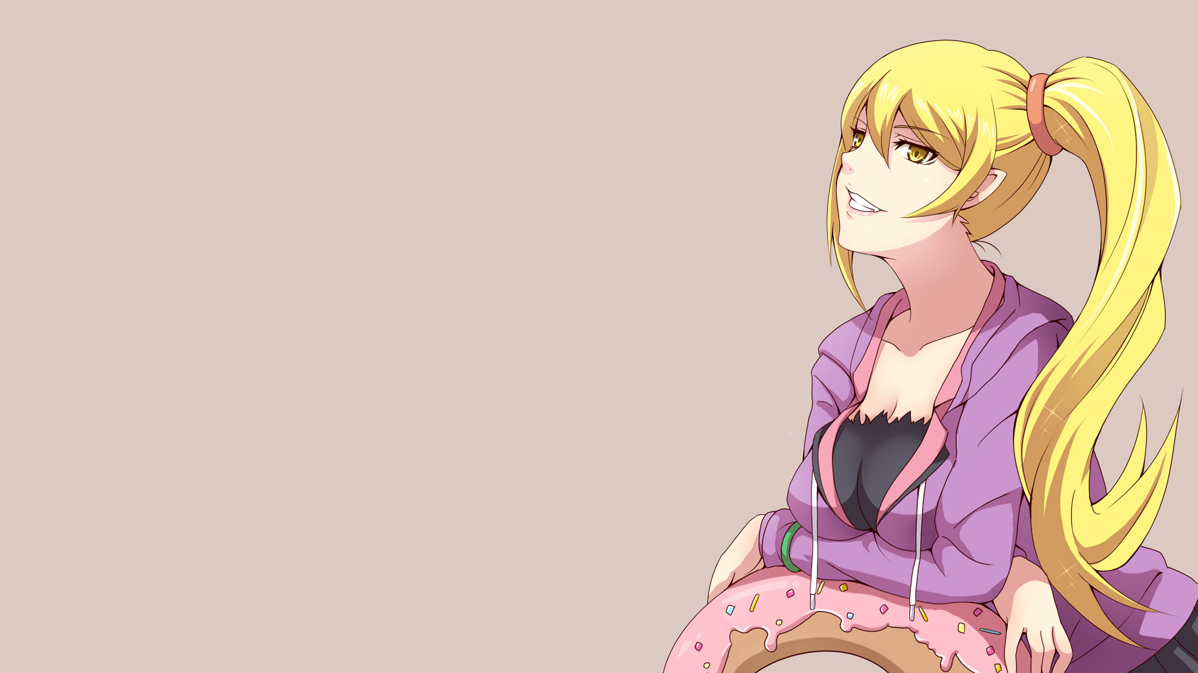 Oshino Shinobu with Donut Monogatari Series HD Wallpaper