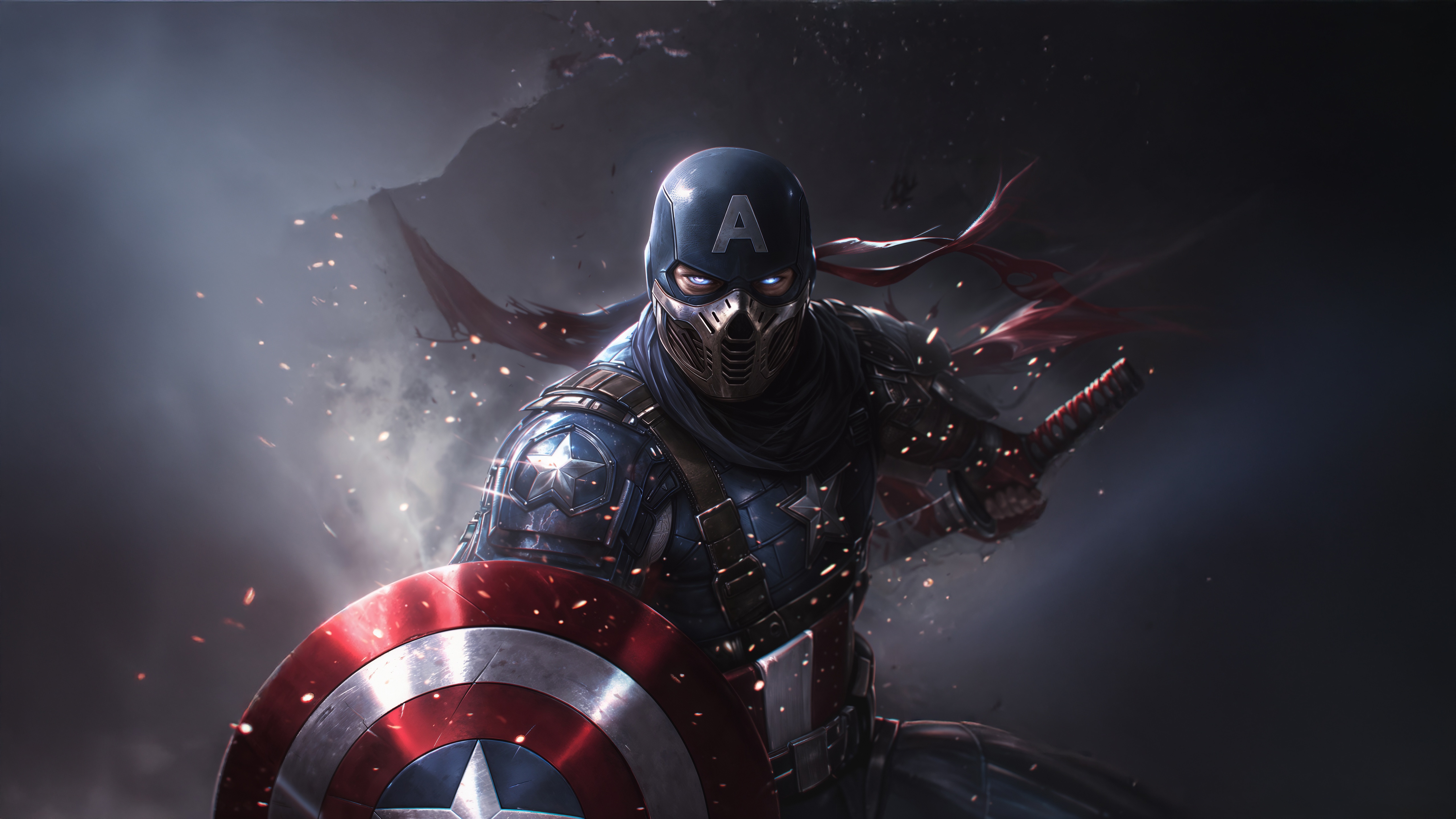 Captain America Vengeance with Shield and Sword HD Wallpaper