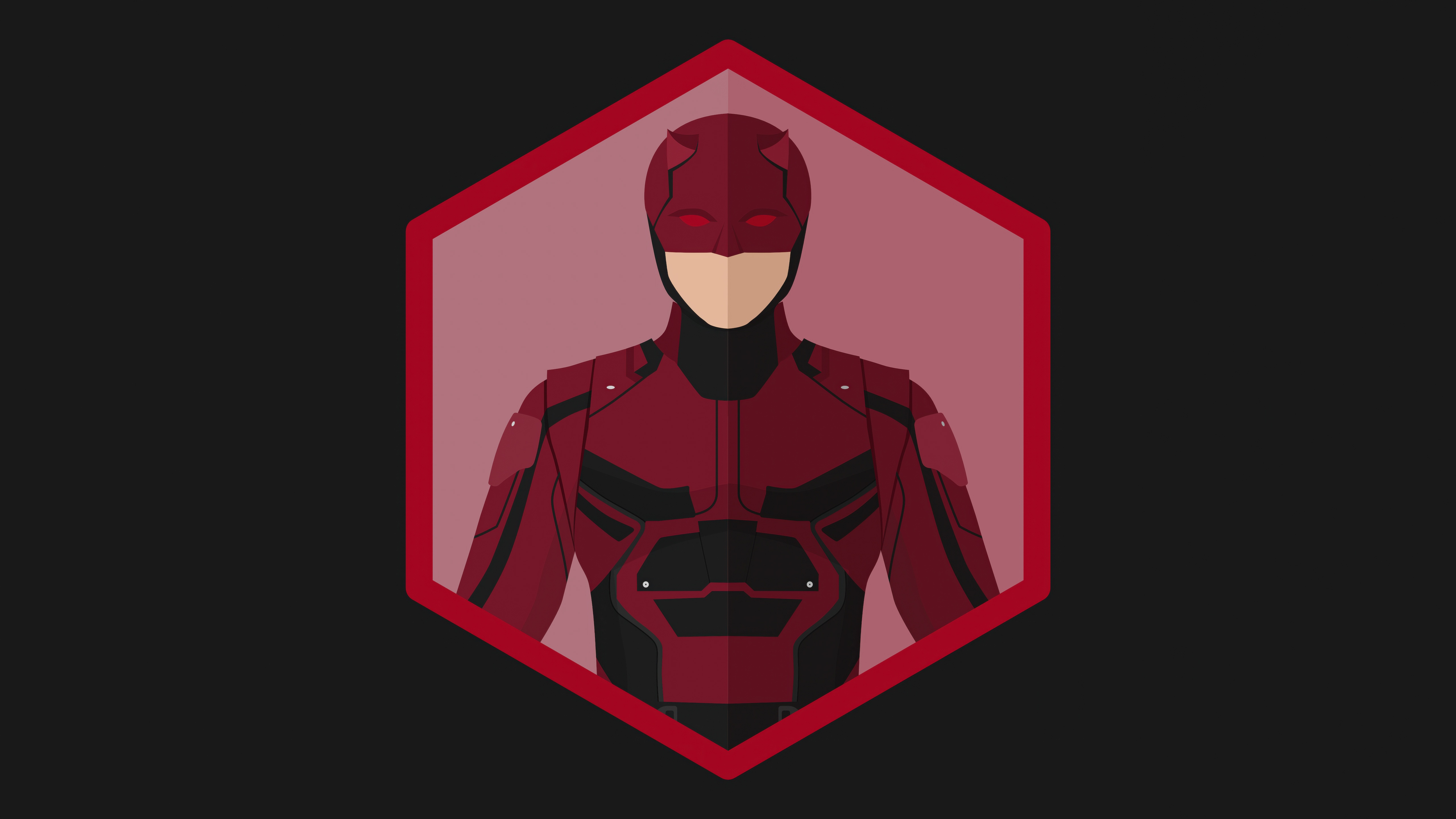 Daredevil in a Red Suit Inside a Hexagon HD Wallpaper