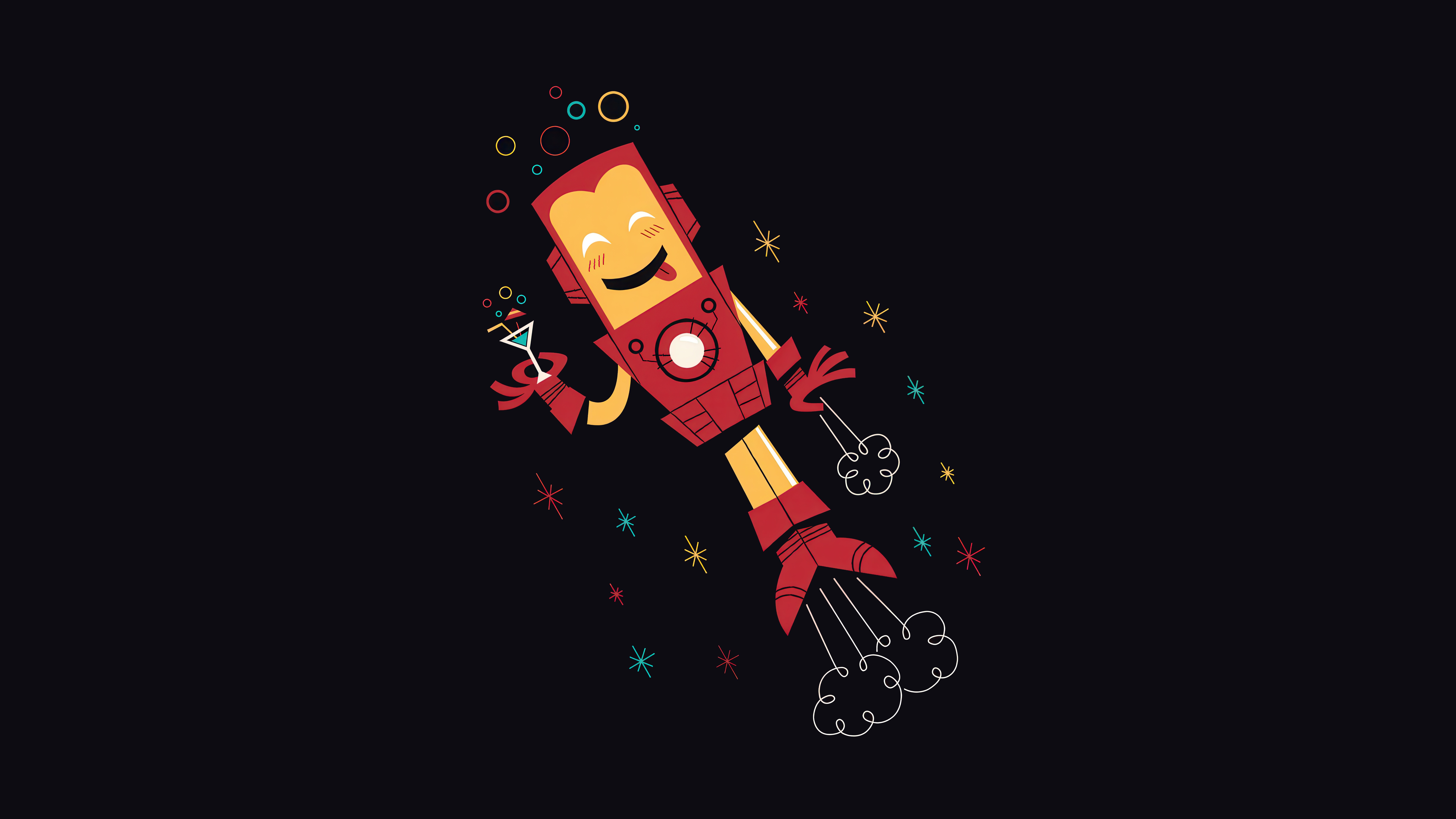 Iron Man with a Cocktail and Stars HD Wallpaper