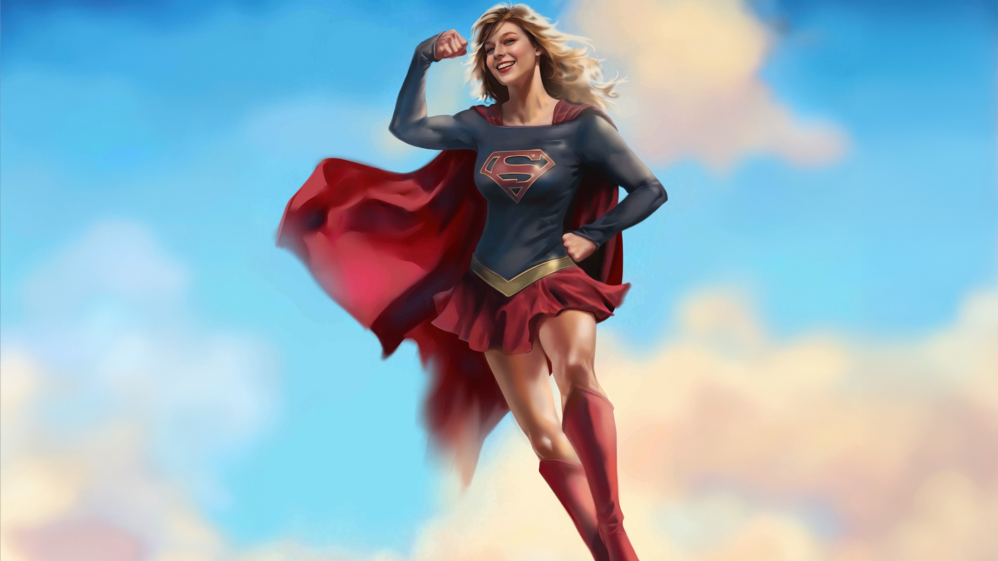 Melissa Benoist as Supergirl flying in the sky HD Wallpaper