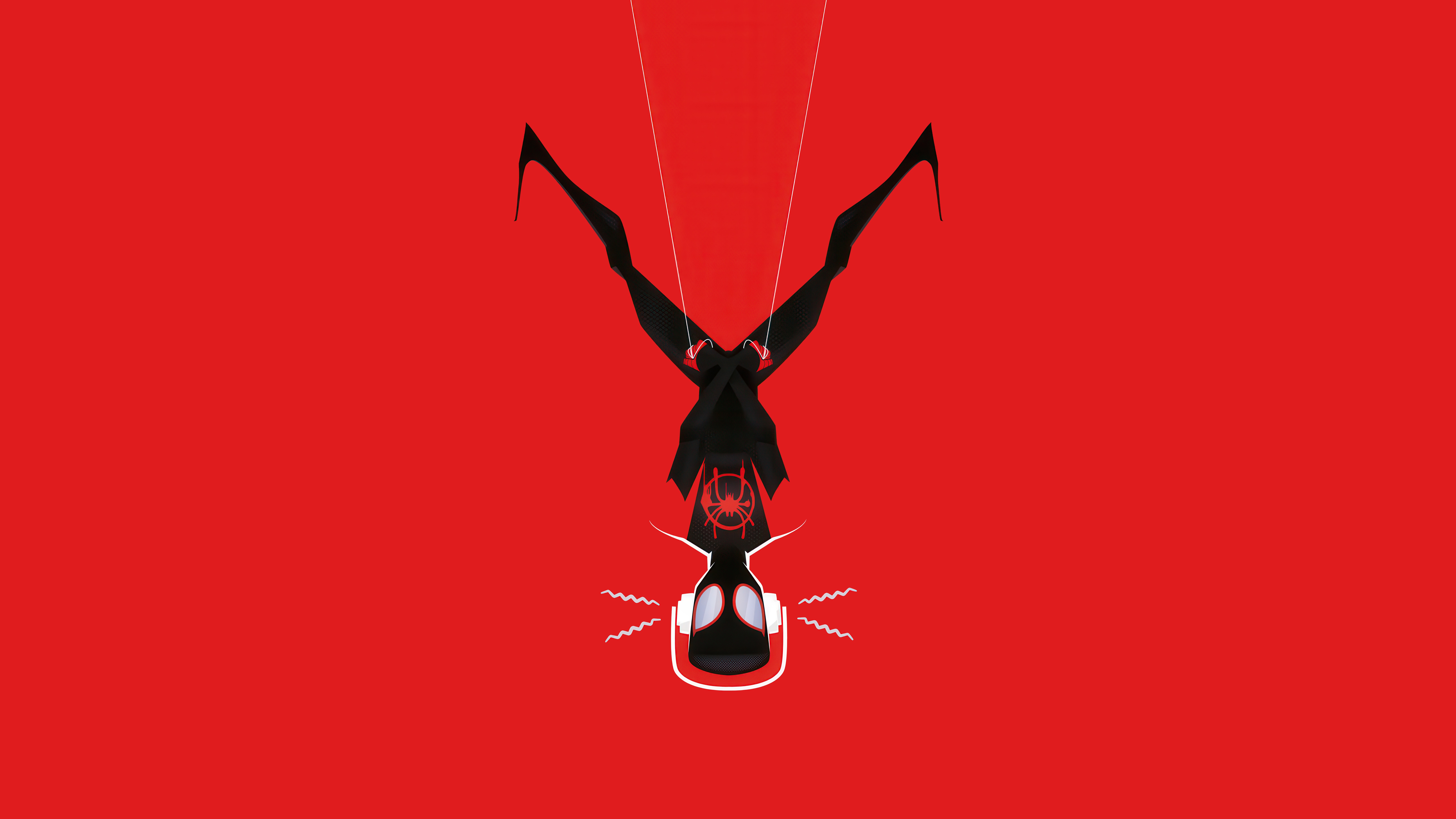 Miles Morales hanging upside down with headphones HD Wallpaper