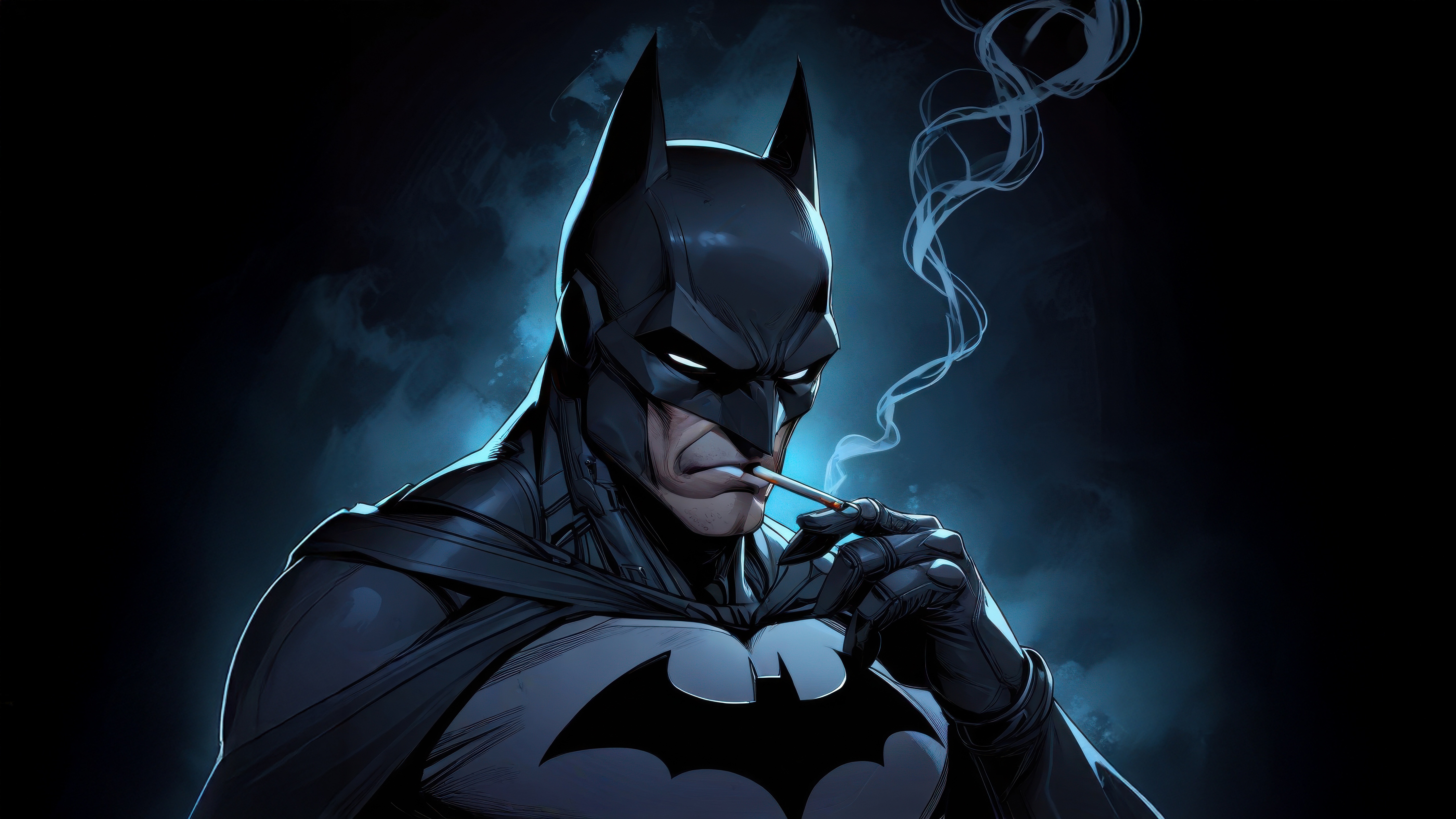 Batman Smoking a Cigarette in the Dark HD Wallpaper