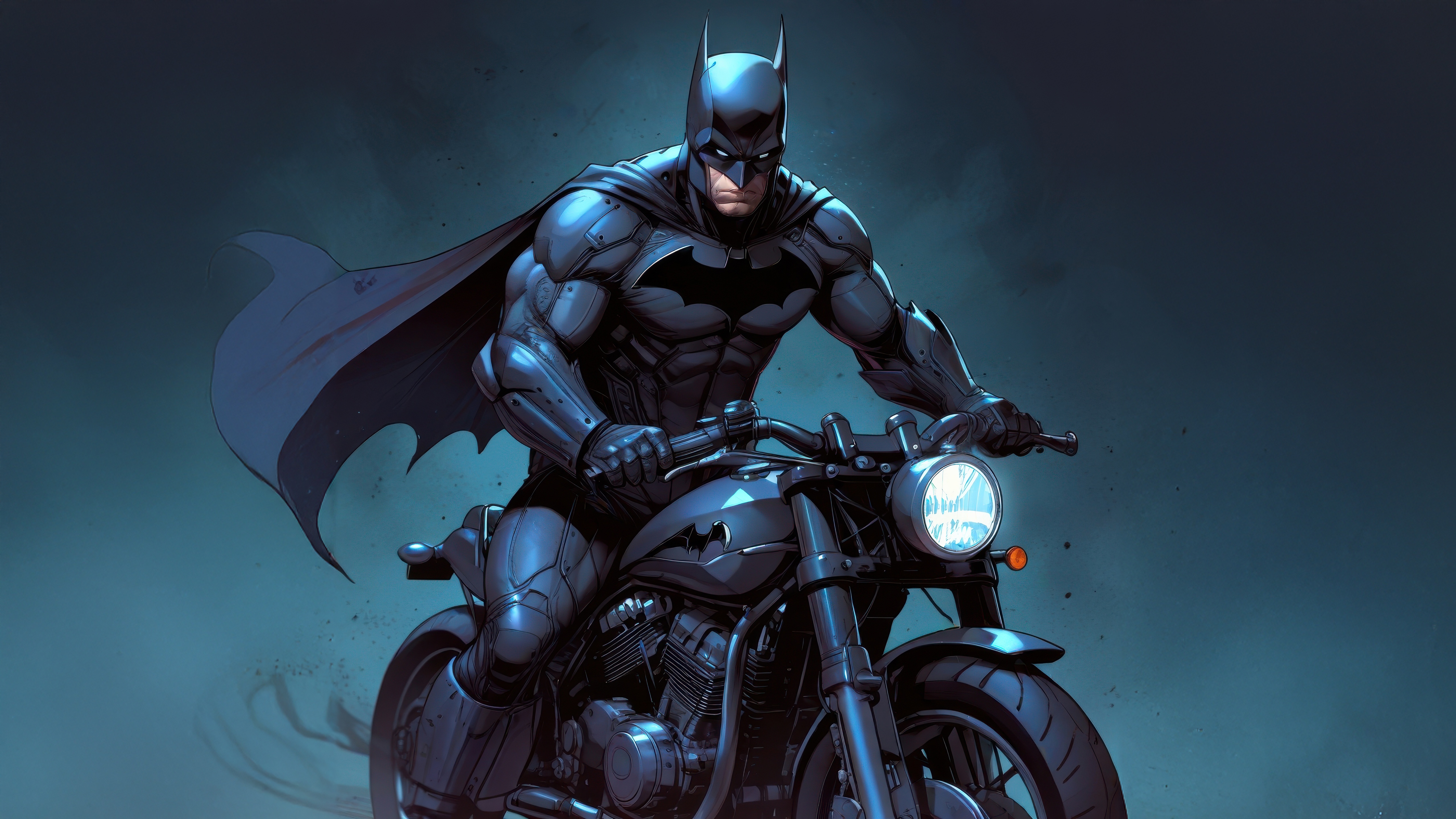 Batman on a Motorcycle HD Wallpaper