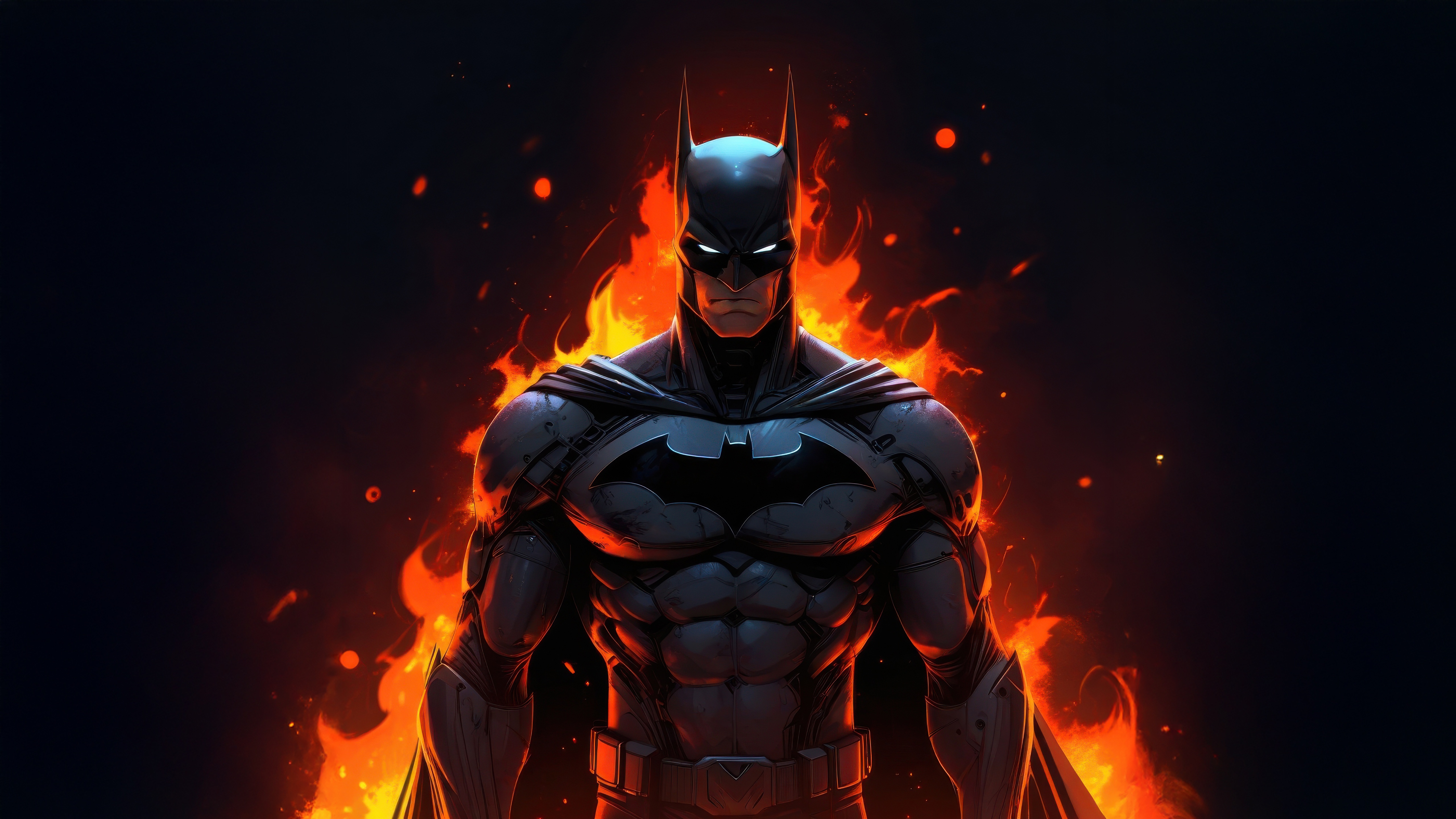 Batman surrounded by fire HD Wallpaper
