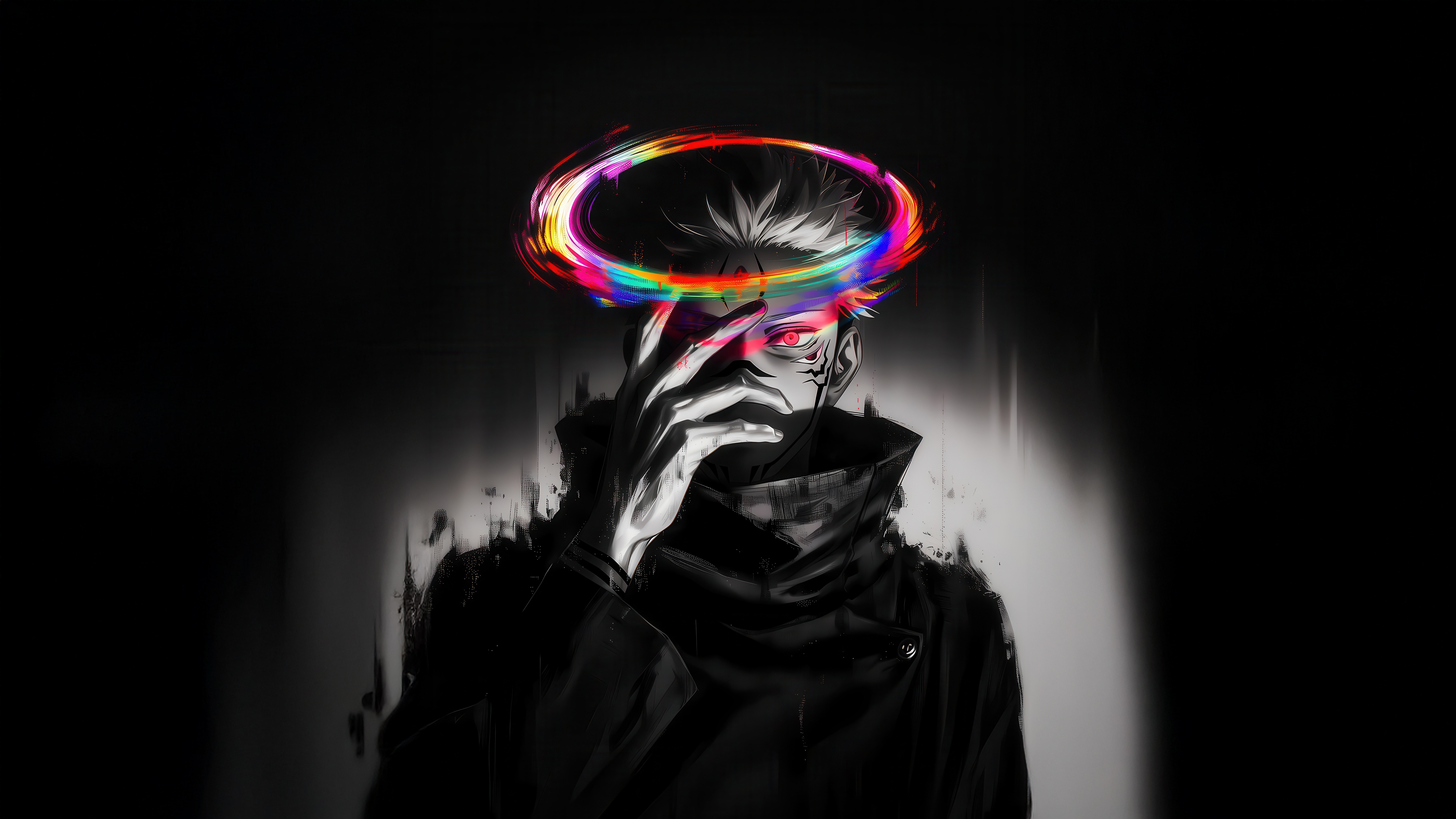 Satoru Gojo with Rainbow Halo HD Wallpaper