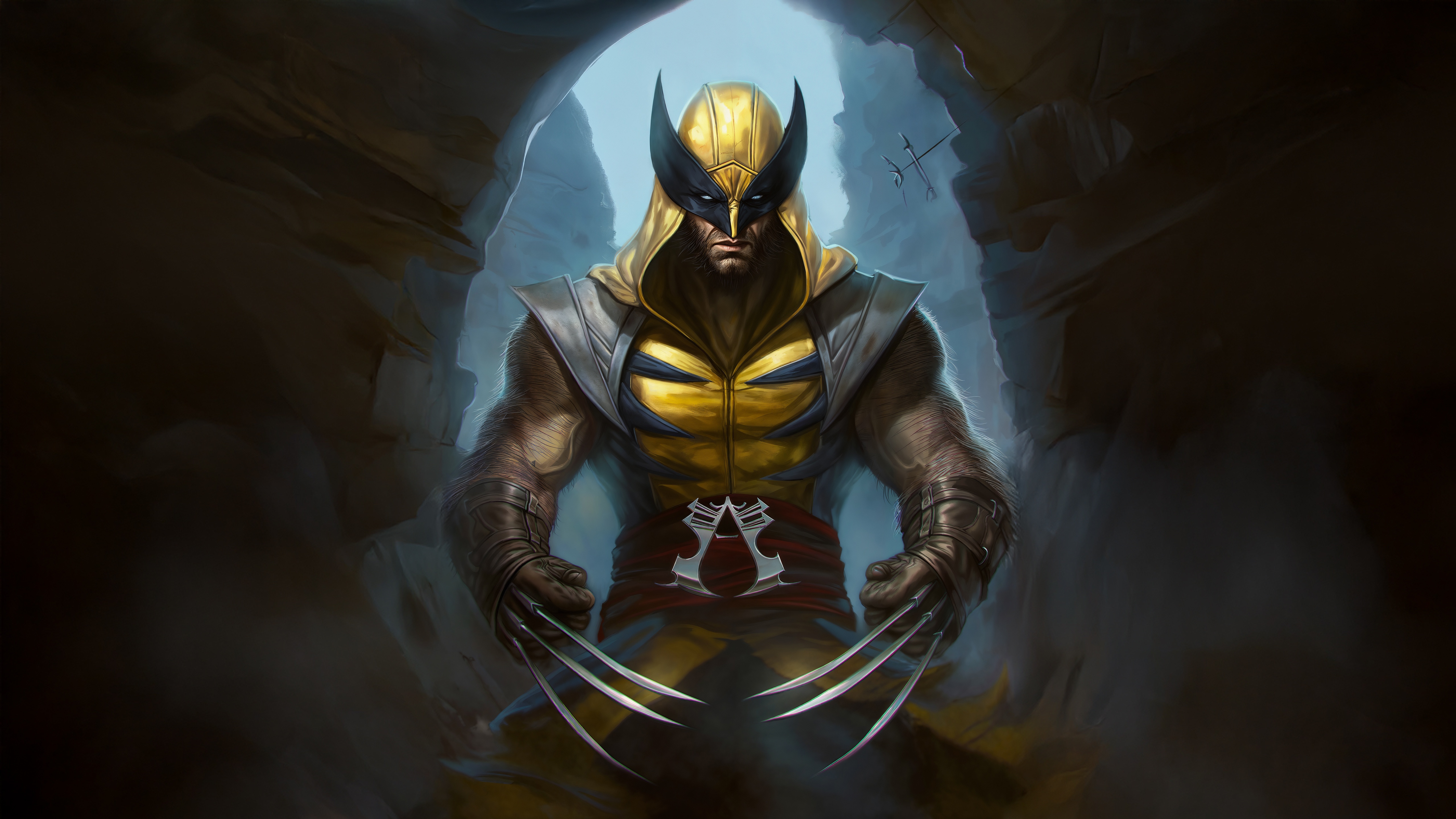 Wolverine in a cave with adamantium claws HD Wallpaper