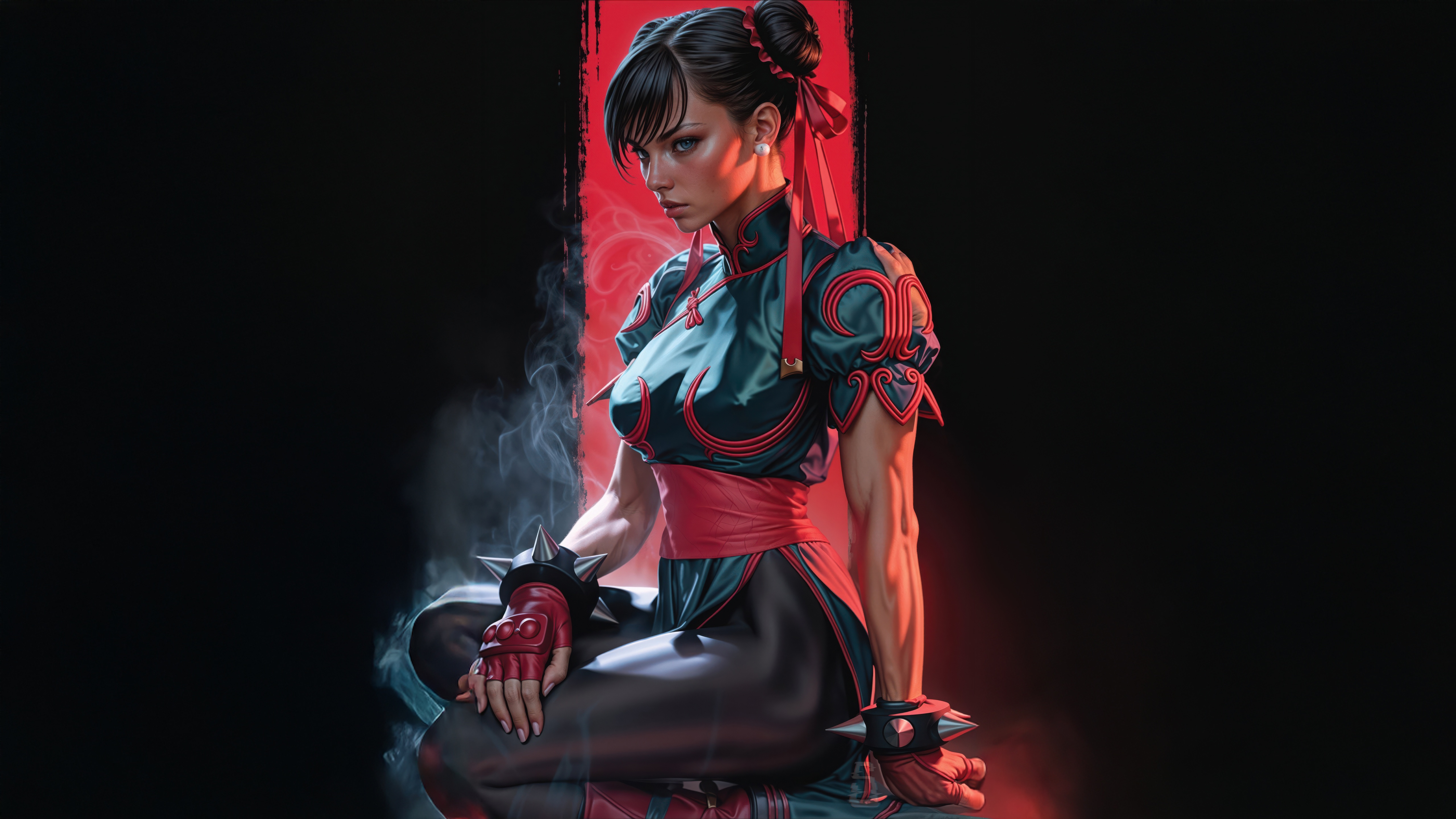 Chun-Li from Street Fighter in a dark setting HD Wallpaper