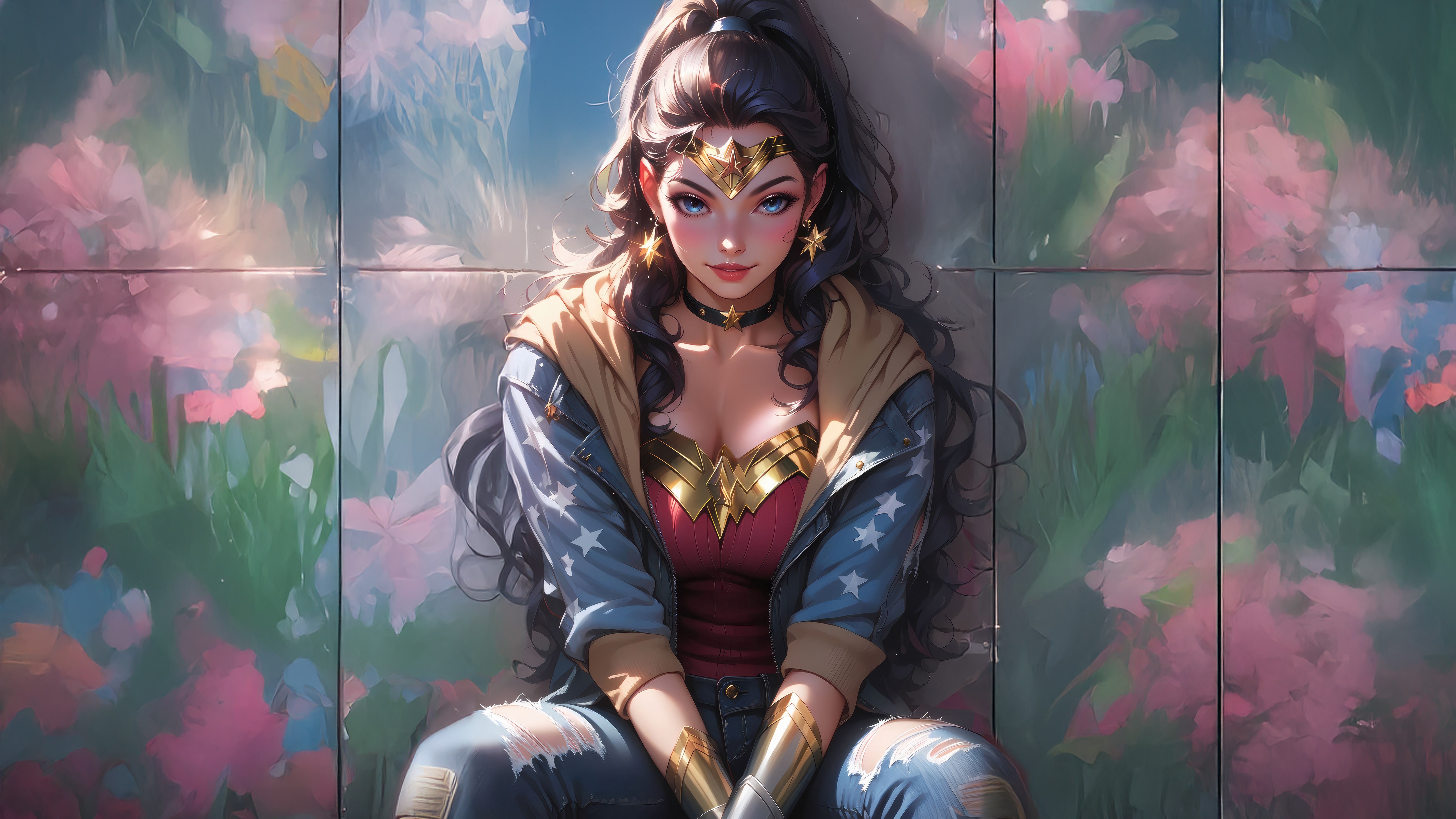 Wonder Woman in a casual outfit HD Wallpaper