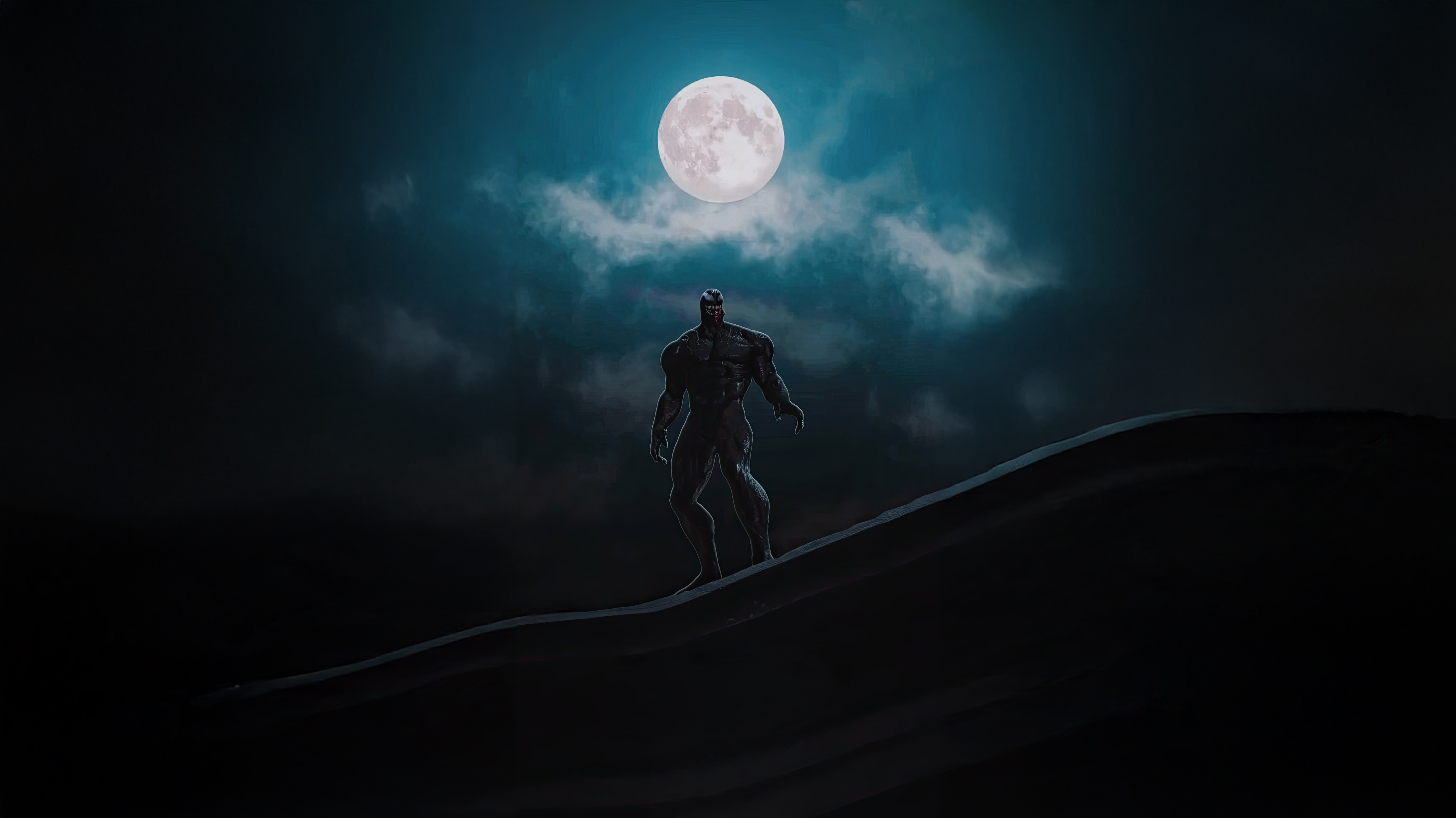 Venom stands under a full moon HD Wallpaper