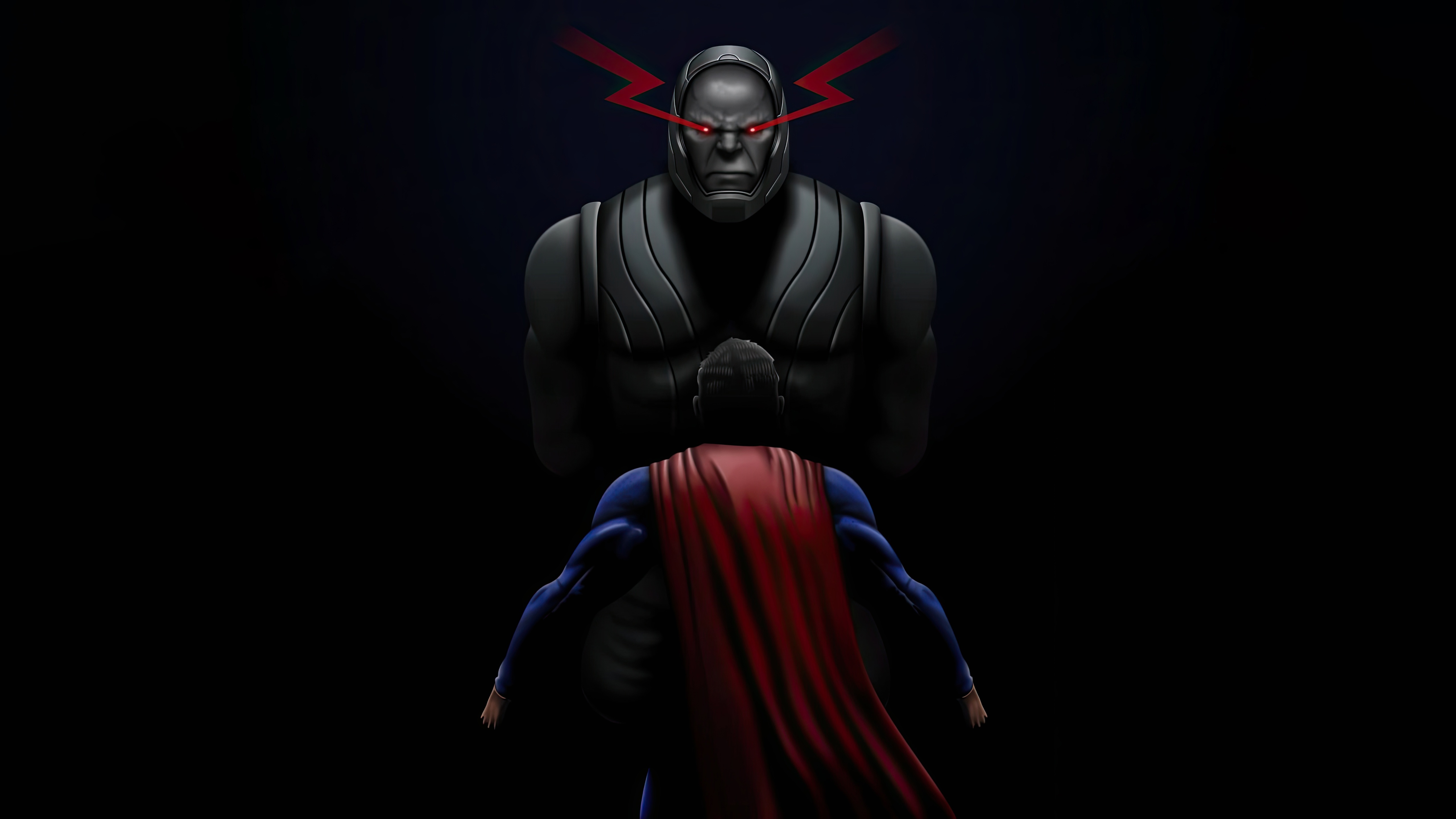 Superman faces Darkseid with Omega Beams HD Wallpaper