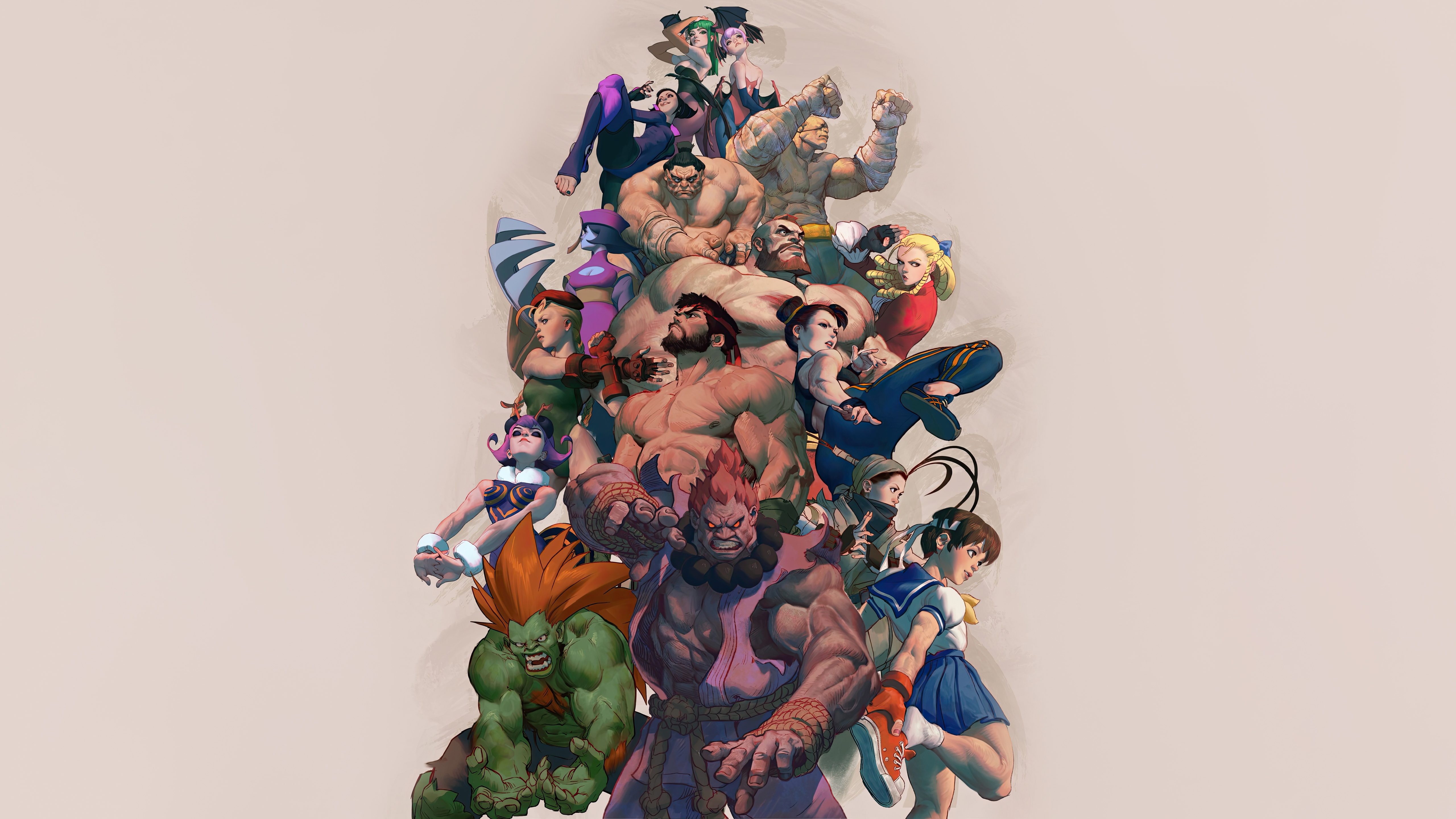 Street Fighter and Darkstalkers Characters Stacked HD Wallpaper