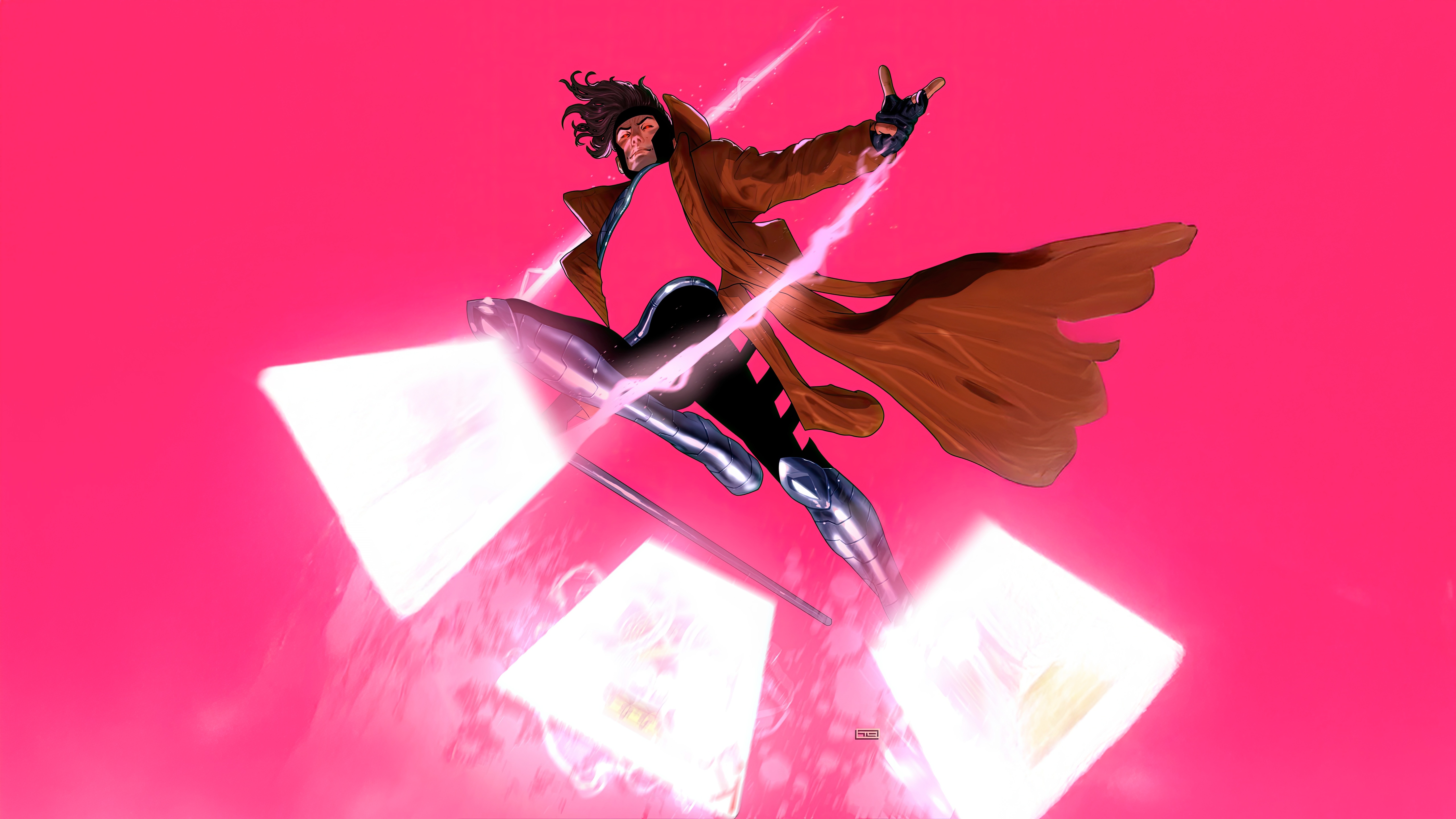 Gambit in Action with Energy Cards HD Wallpaper