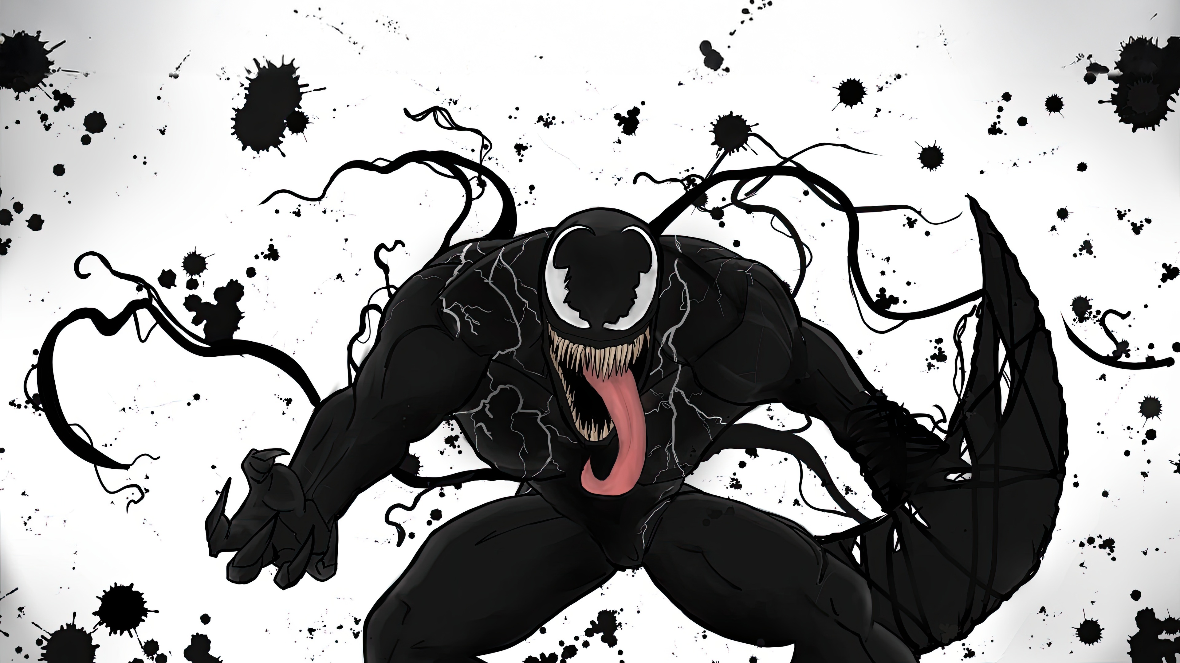 Venom with black ink splatters HD Wallpaper