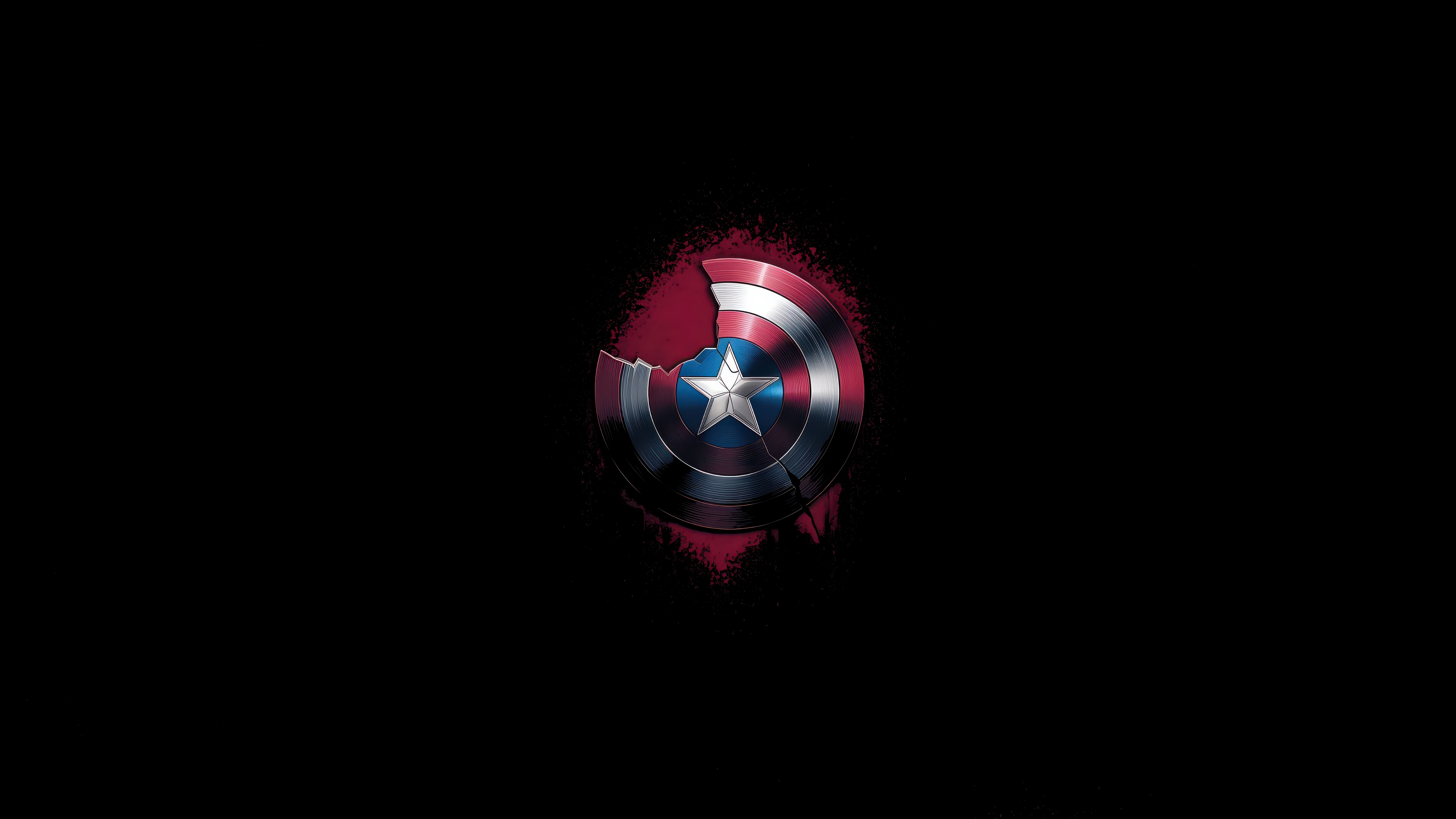 Captain America's Broken Shield with Red Splatter HD Wallpaper