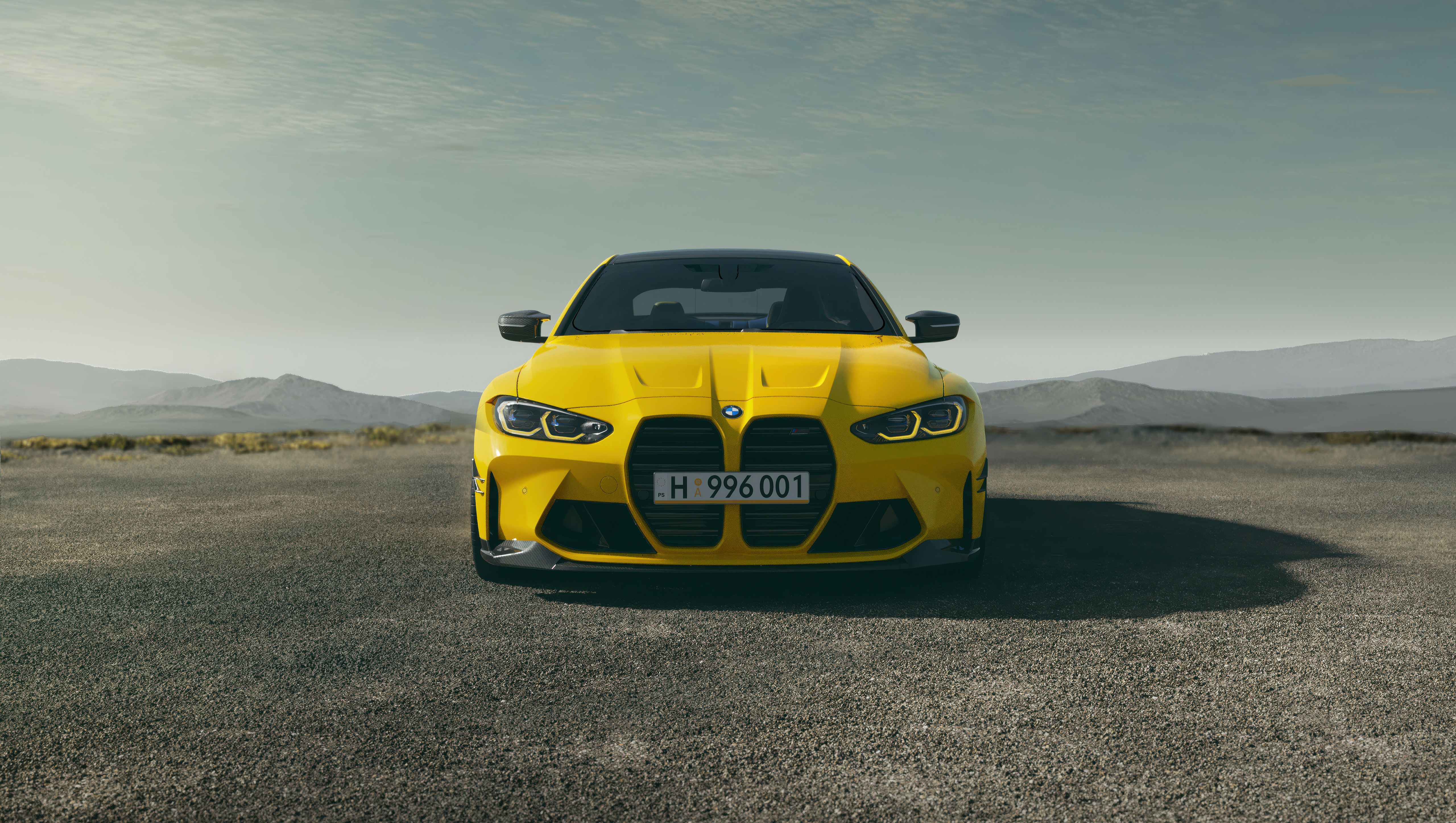 Yellow BMW M4 on a Road HD Wallpaper
