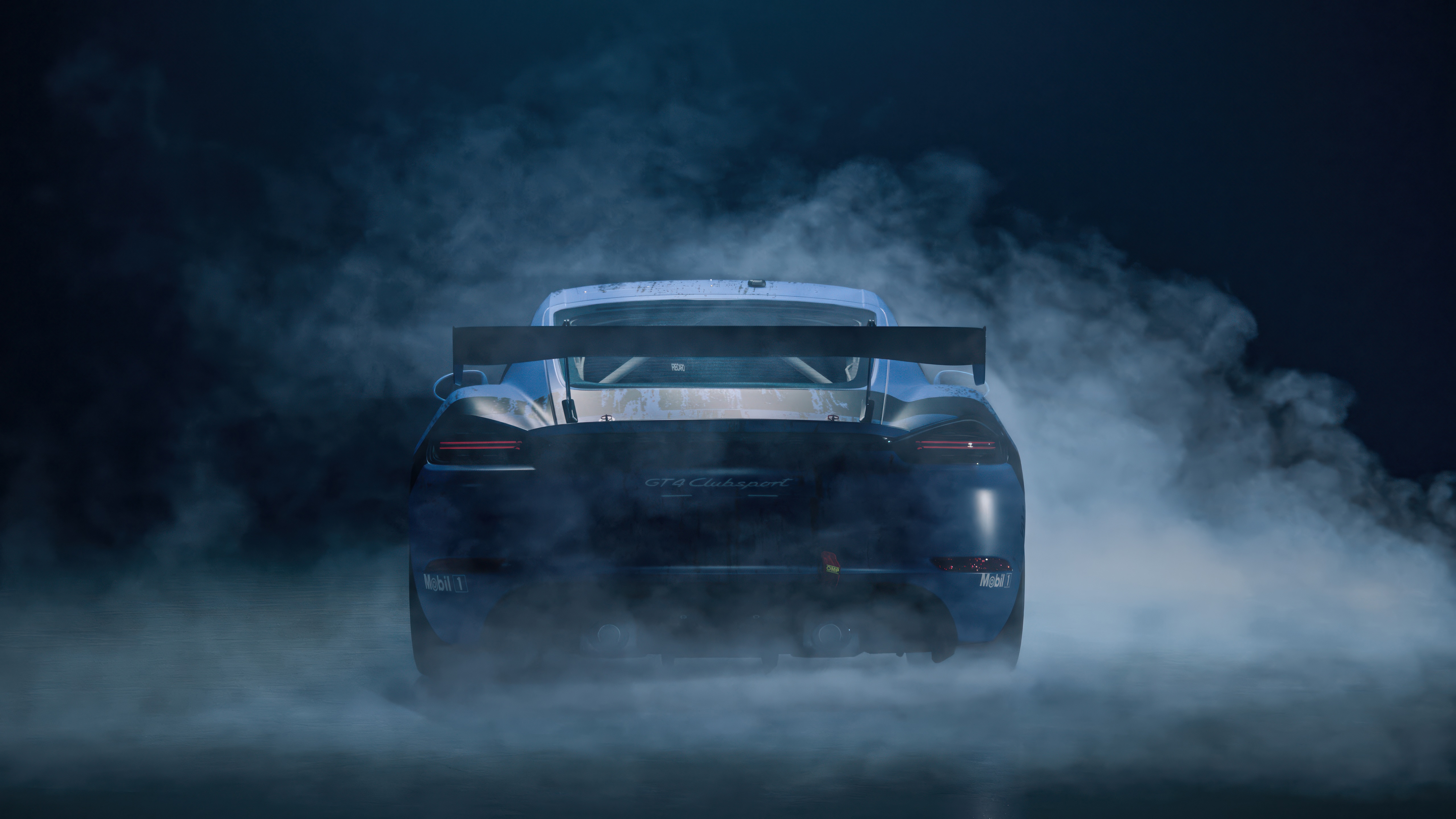 Porsche 718 Cayman GT4 RS Clubsport rear view in smoke HD Wallpaper