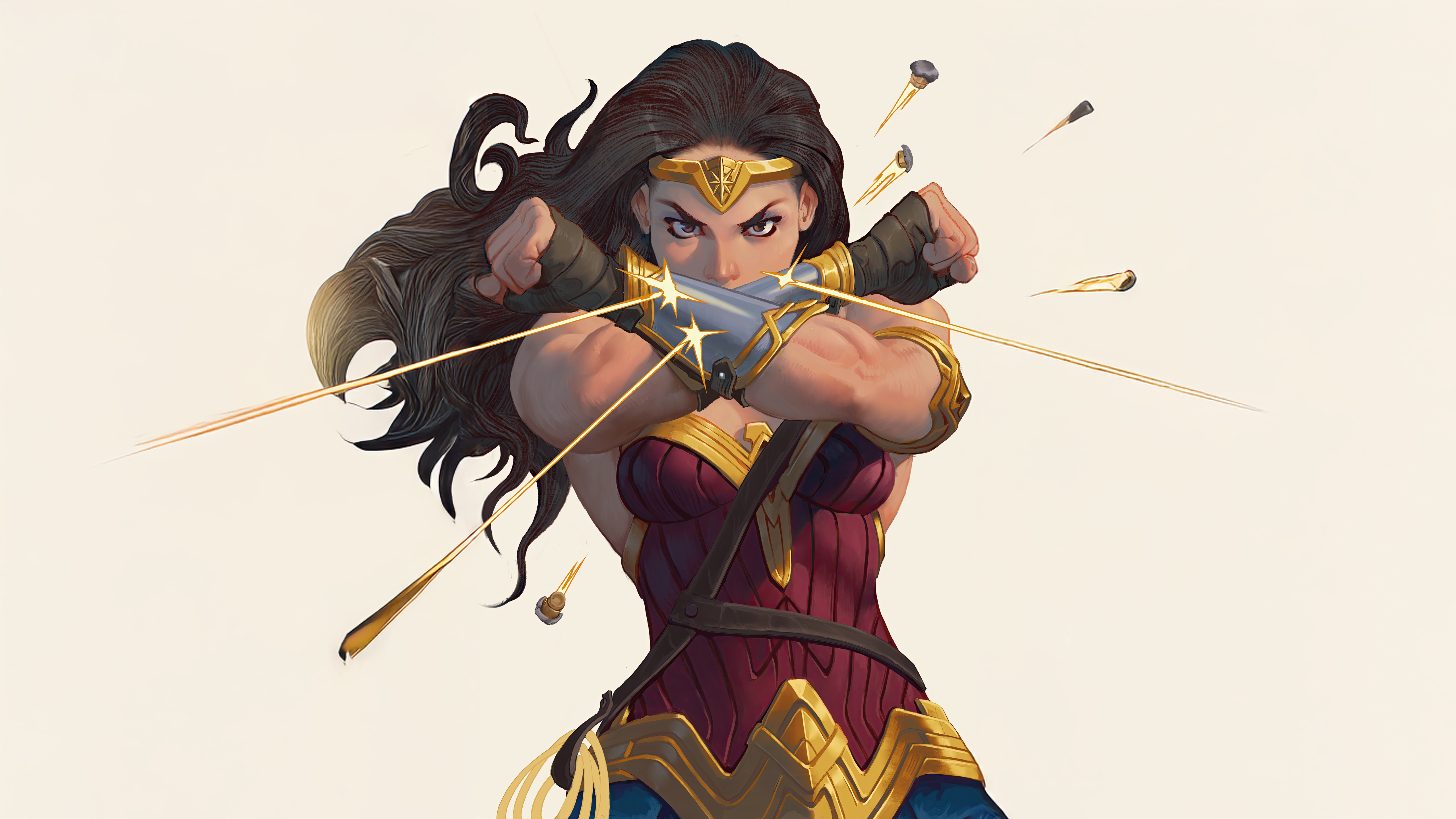 Wonder Woman Deflecting Projectiles with Bracelets HD Wallpaper