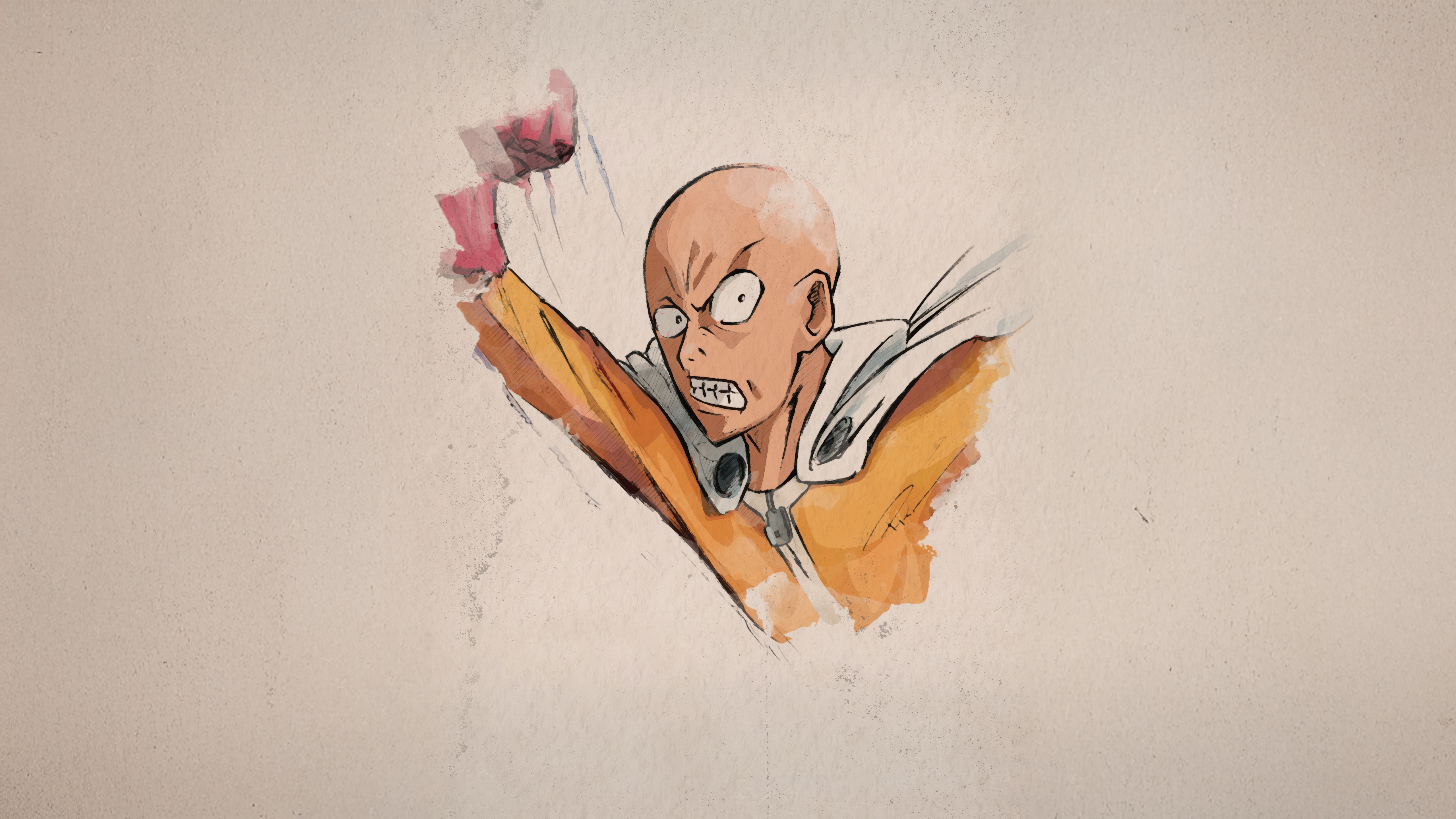 Saitama from One Punch Man punching HD Wallpaper