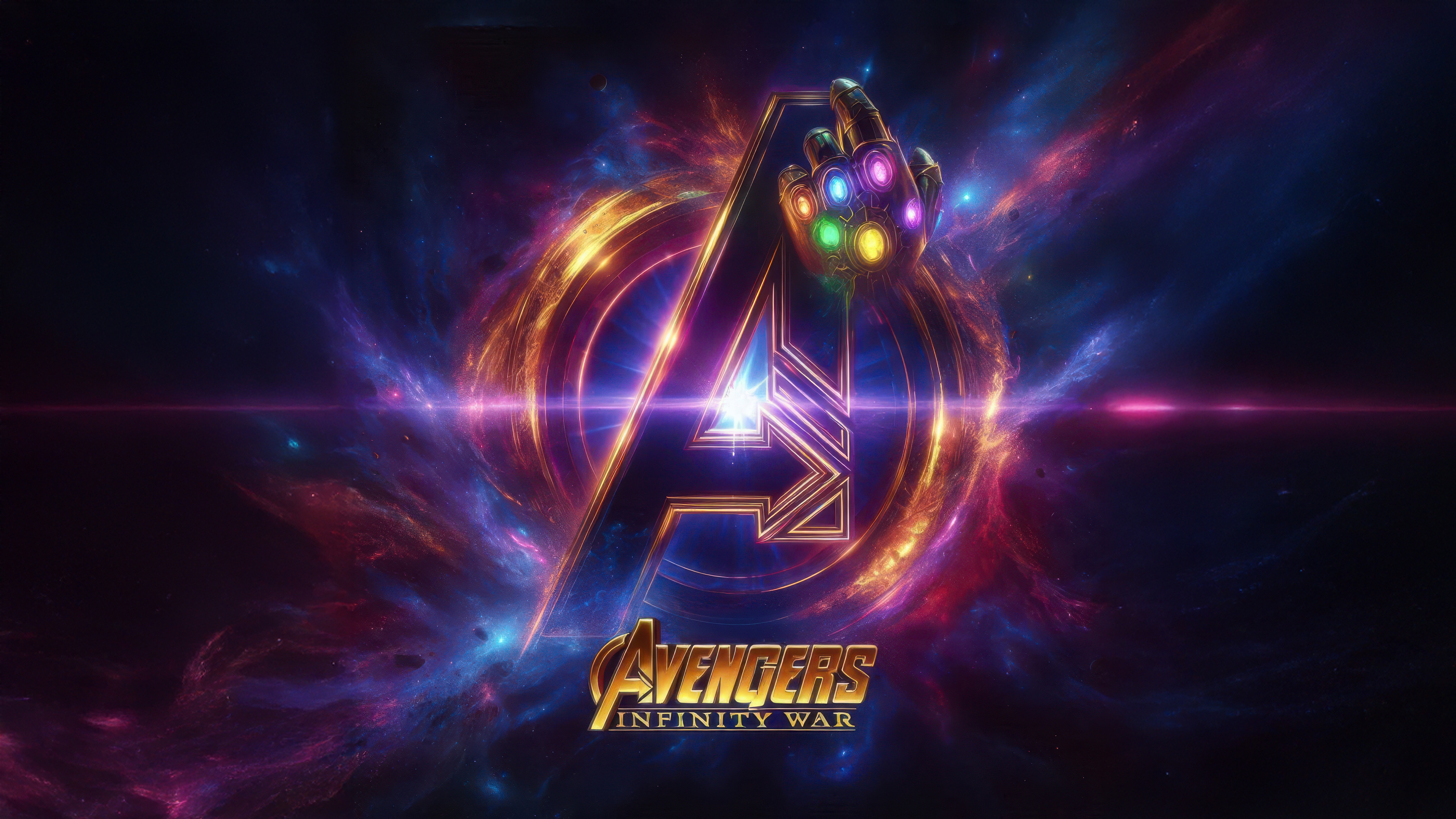 Avengers Infinity War Logo with Infinity Gauntlet HD Wallpaper