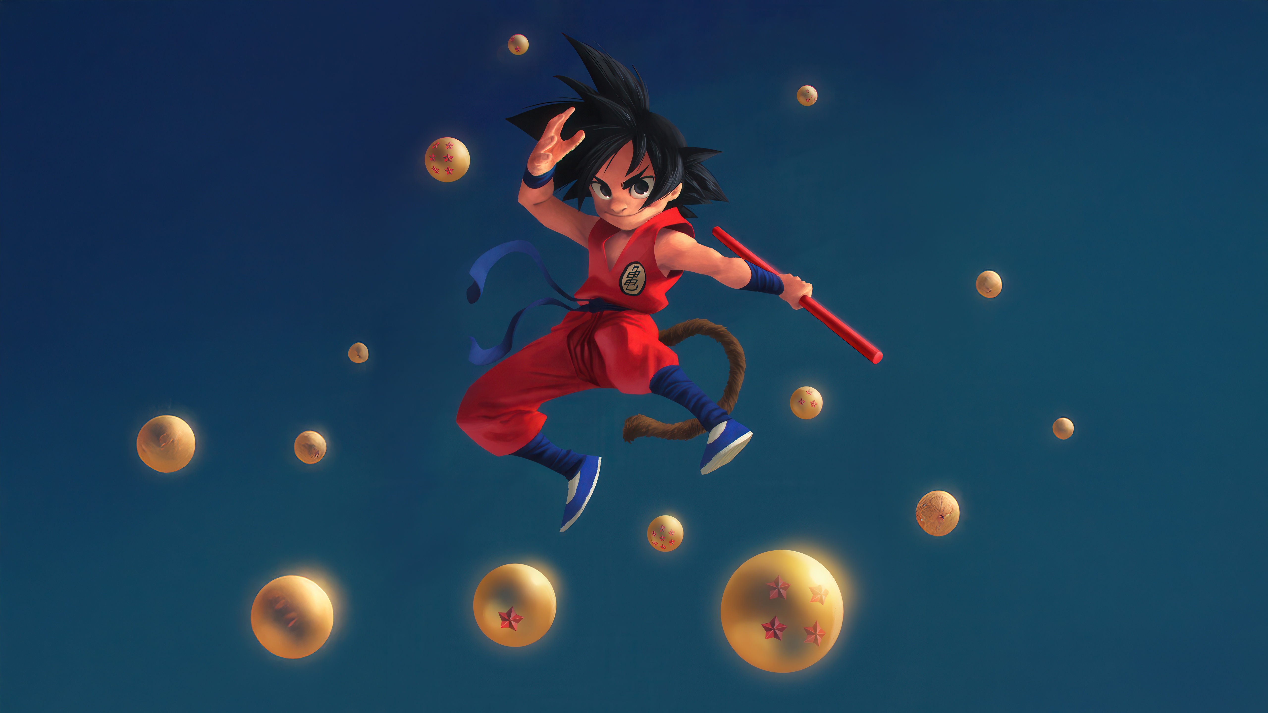 Kid Goku with Dragon Balls HD Wallpaper