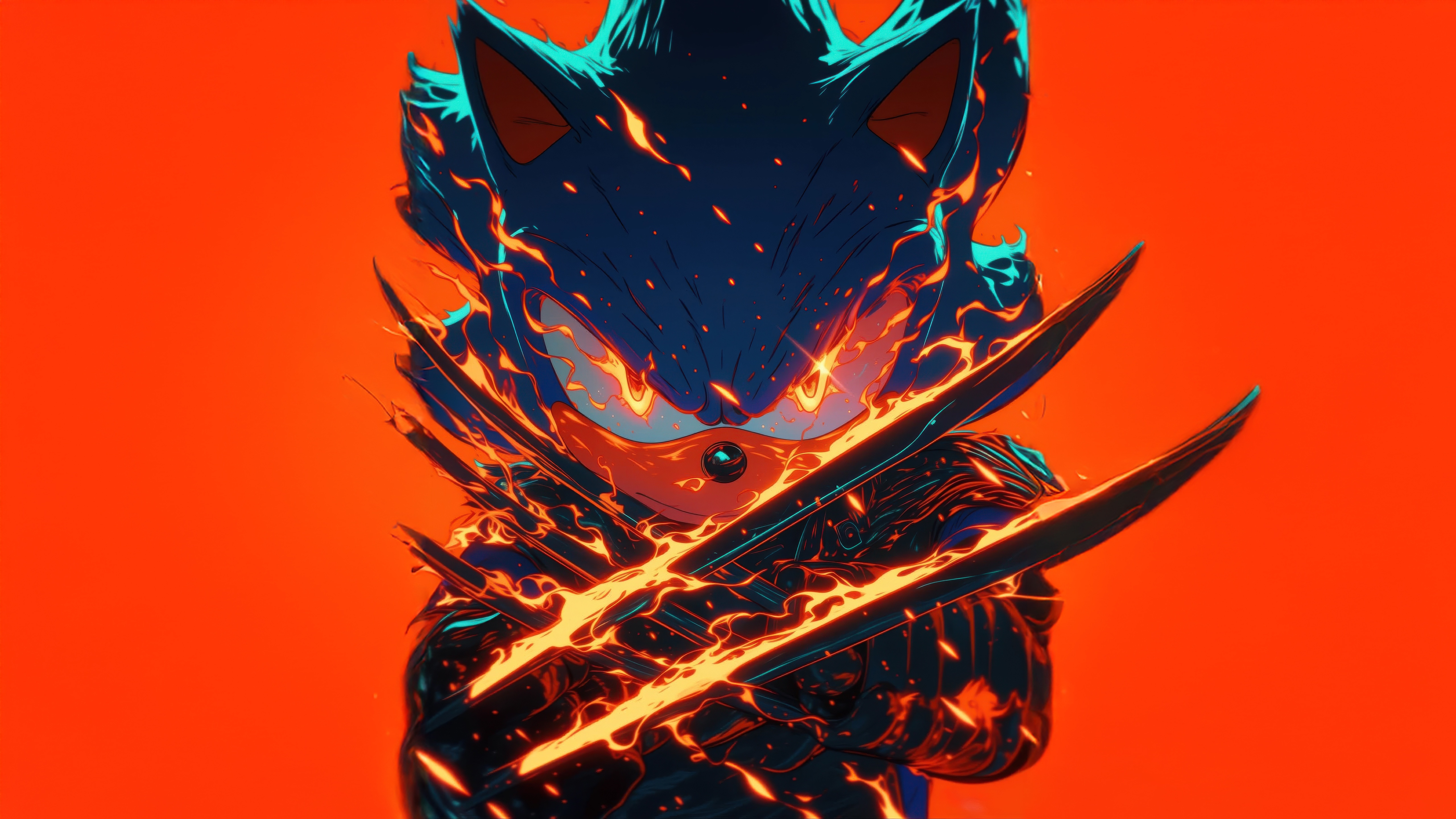 Sonic the Hedgehog with Wolverine's Claws HD Wallpaper