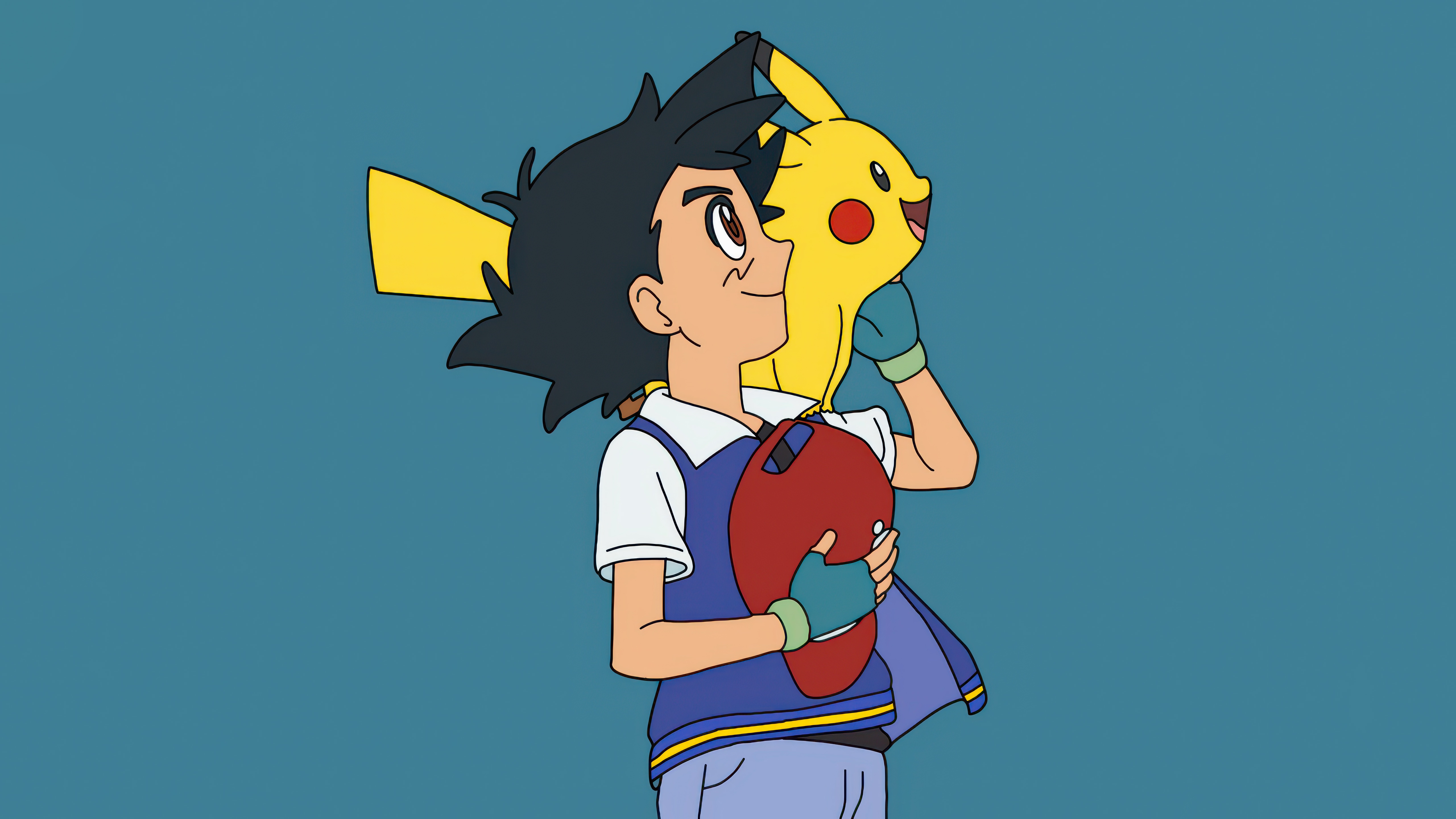 Ash And Pikachu Looking Up HD Wallpaper