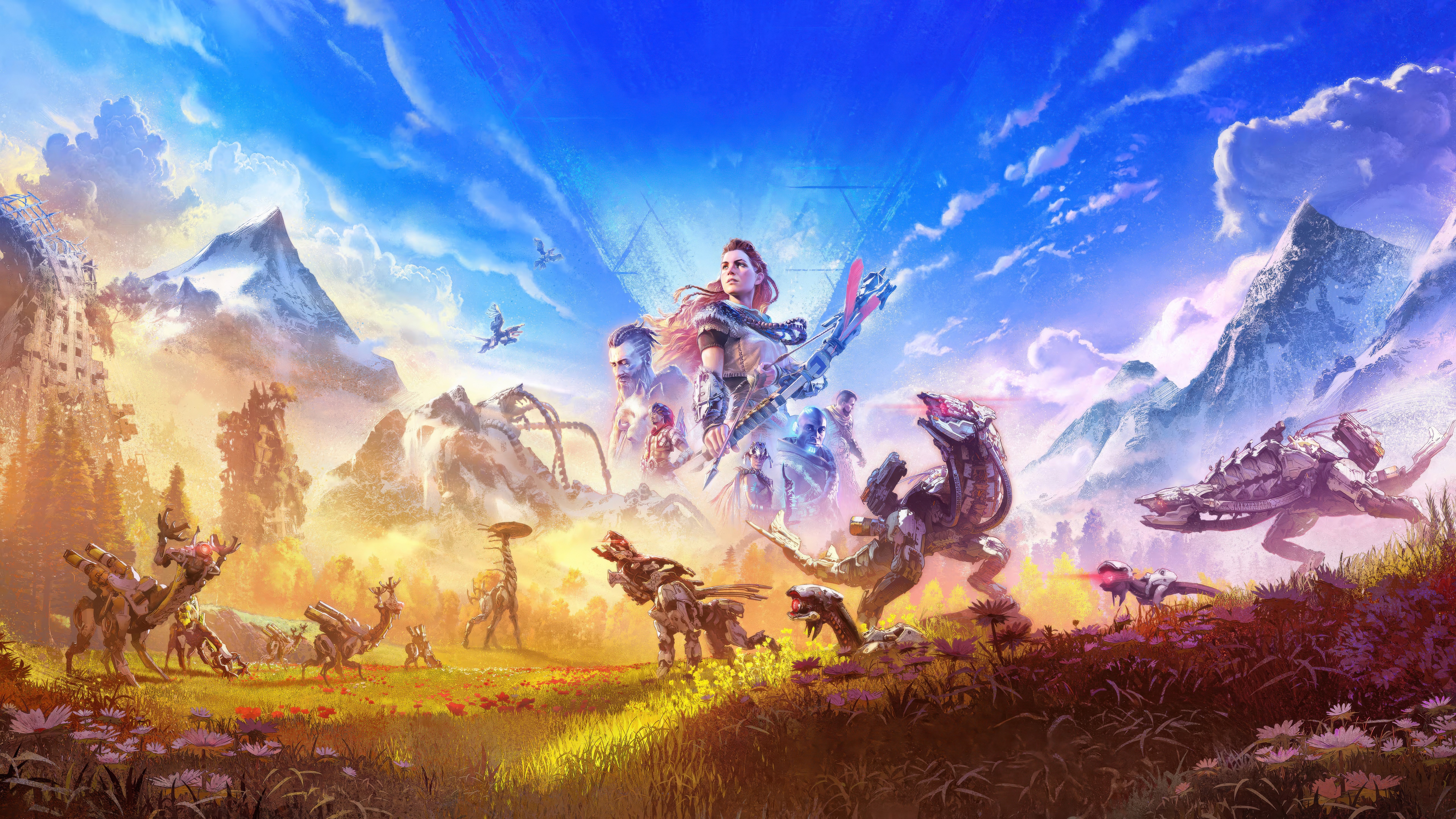 Horizon Forbidden West Characters and Machines HD Wallpaper