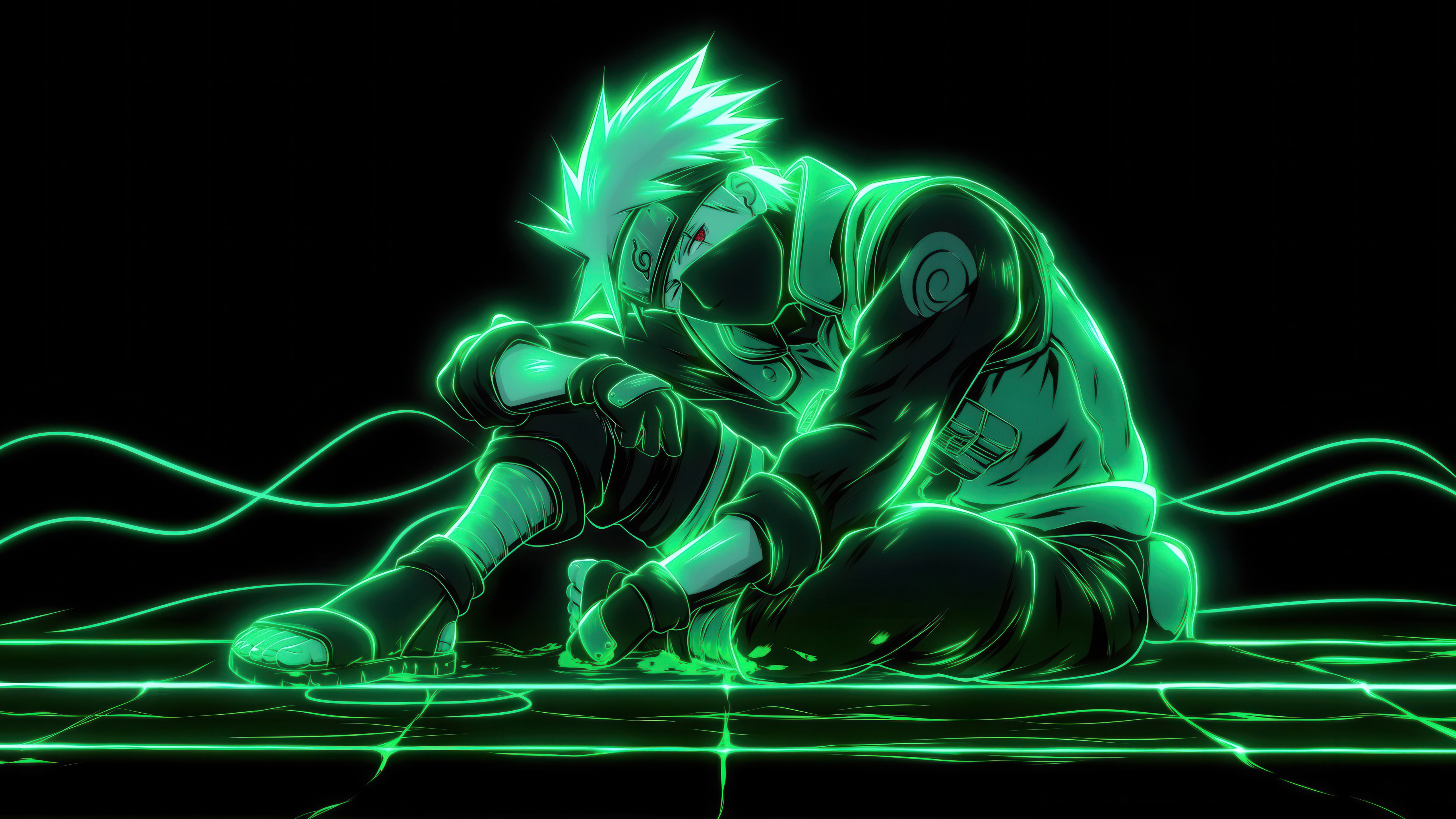 Kakashi Hatake from Naruto in neon green HD Wallpaper