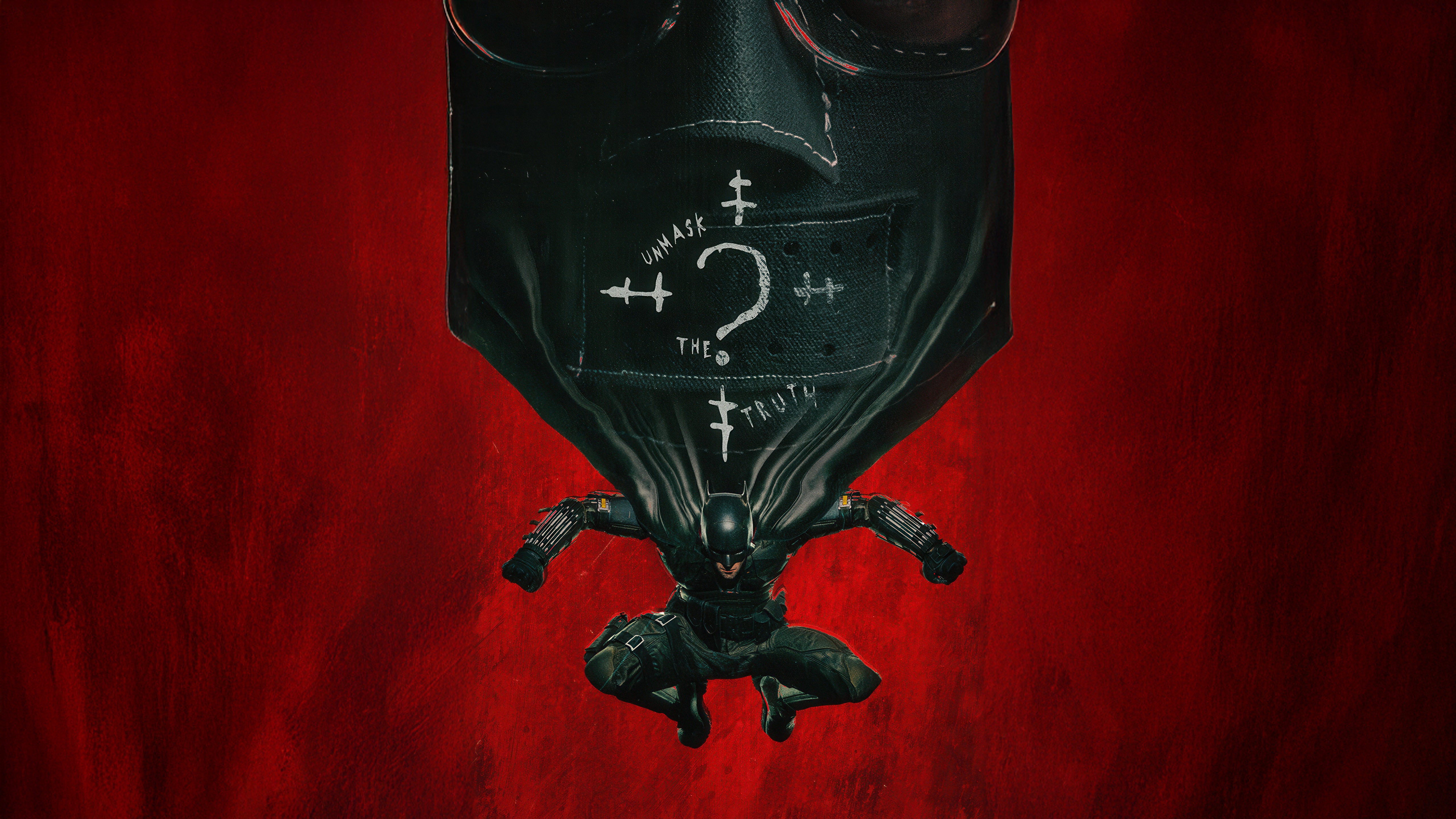 The Batman with Riddler's Mask and Symbols HD Wallpaper